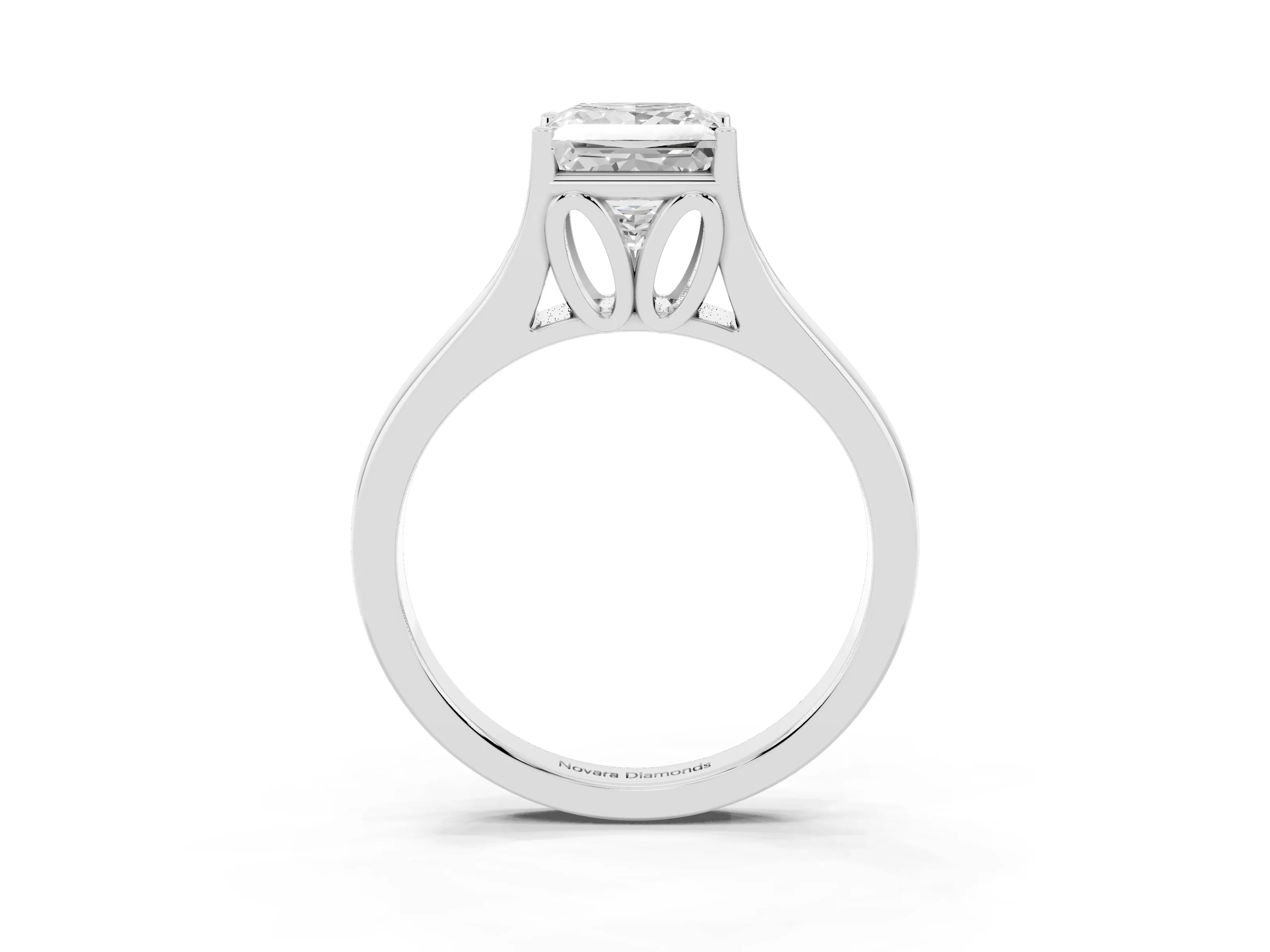 Princess Cut Diamond Solitaire Ring Set in Platinum with Arched Cathedral Band and Prong Setting