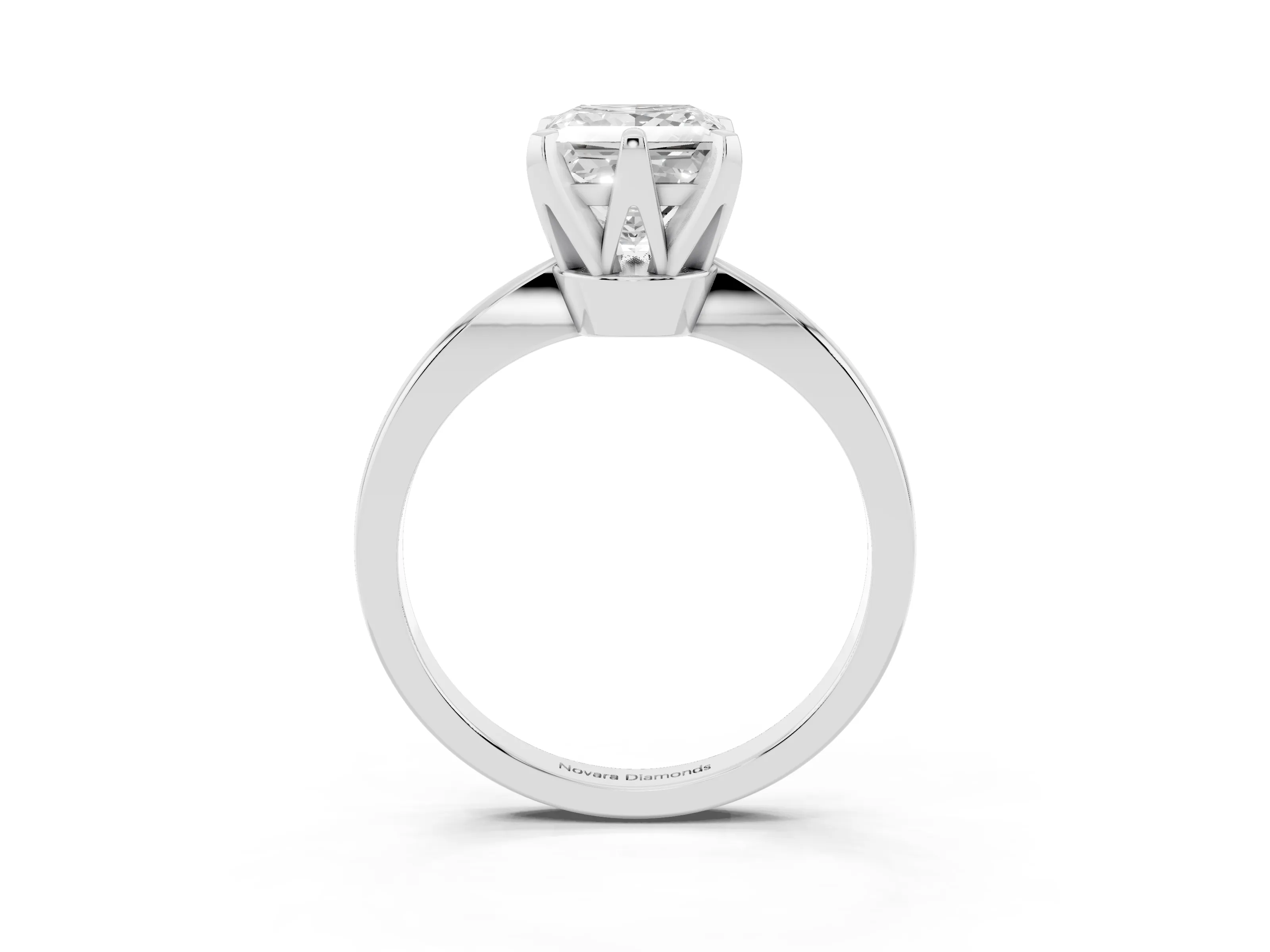 Princess Cut Diamond Solitaire Engagement Ring Set in White gold with Slim Tapered Solitaire Band