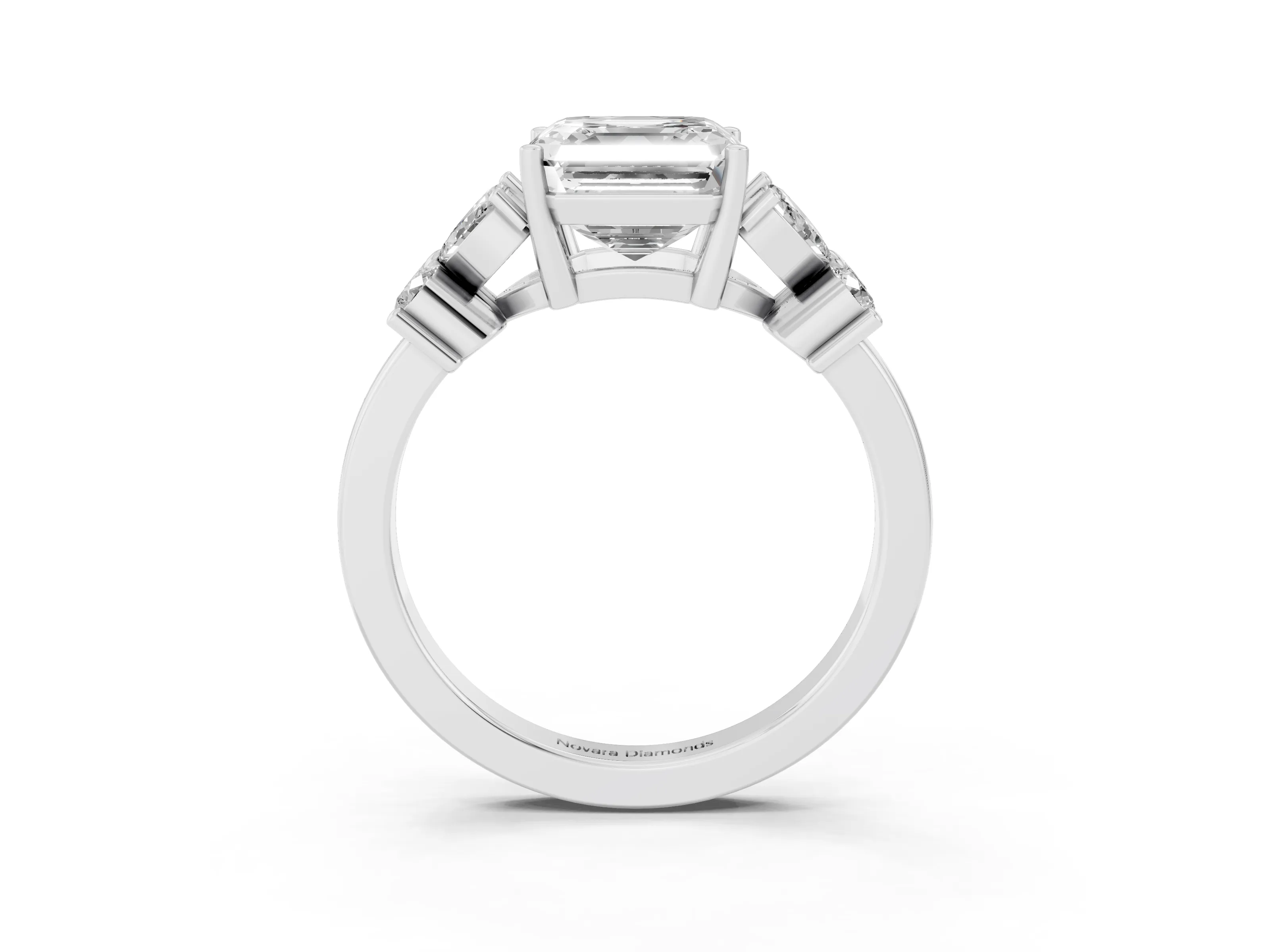 Princess Cut Diamond Floral Cluster Ring Set in Silver with Marquise Petals and Prong Setting