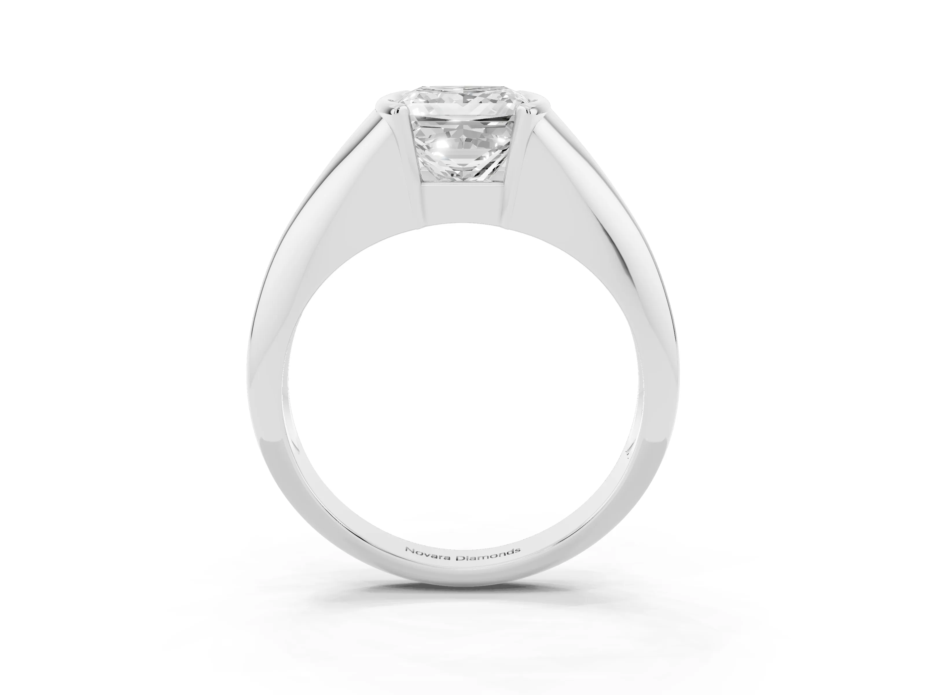 Princess Cut Diamond Solitaire Tension Set Ring Set in Silver