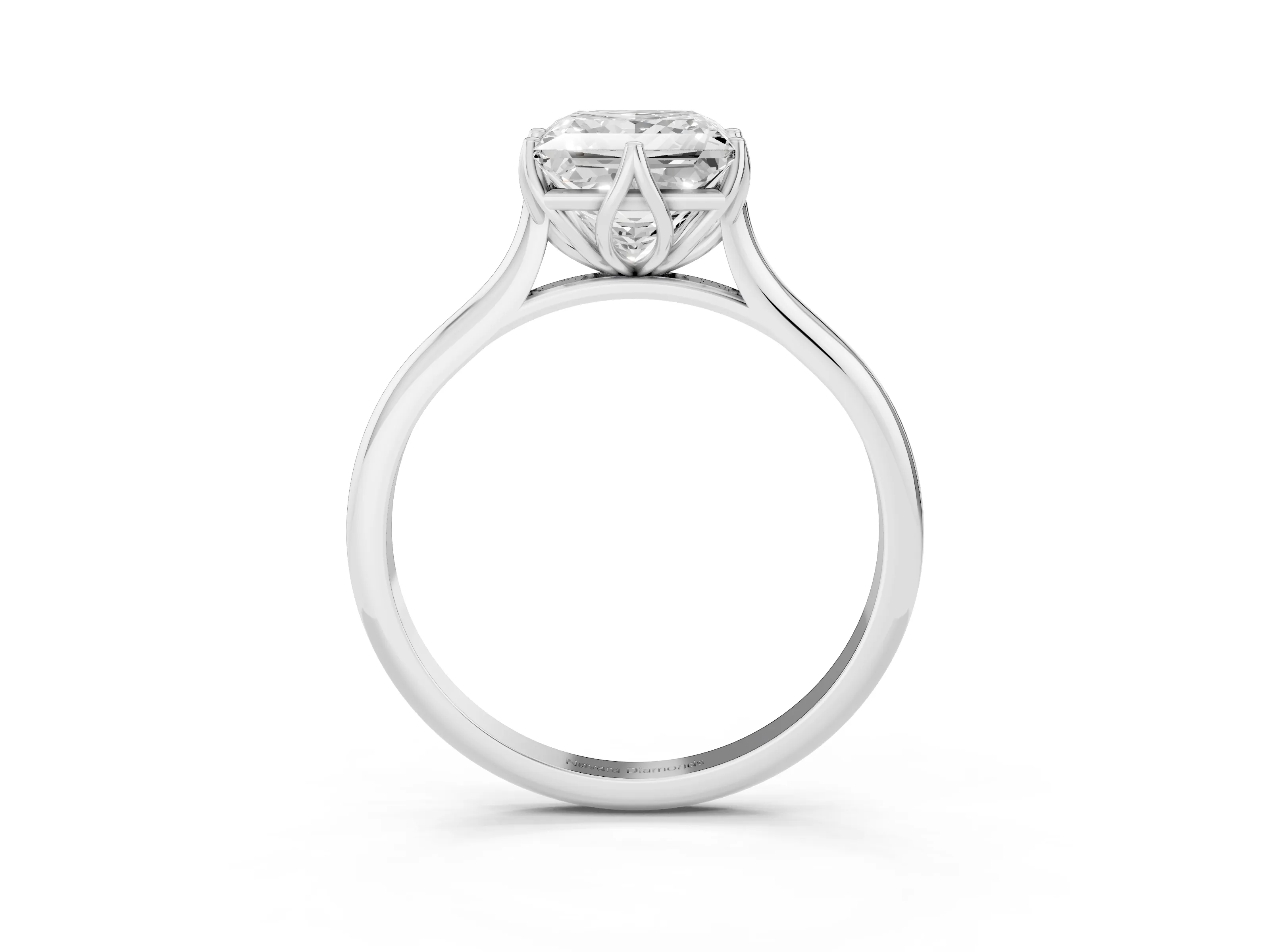 Princess Cut Diamond Solitaire Cathedral Ring Set in Silver with Prong Setting