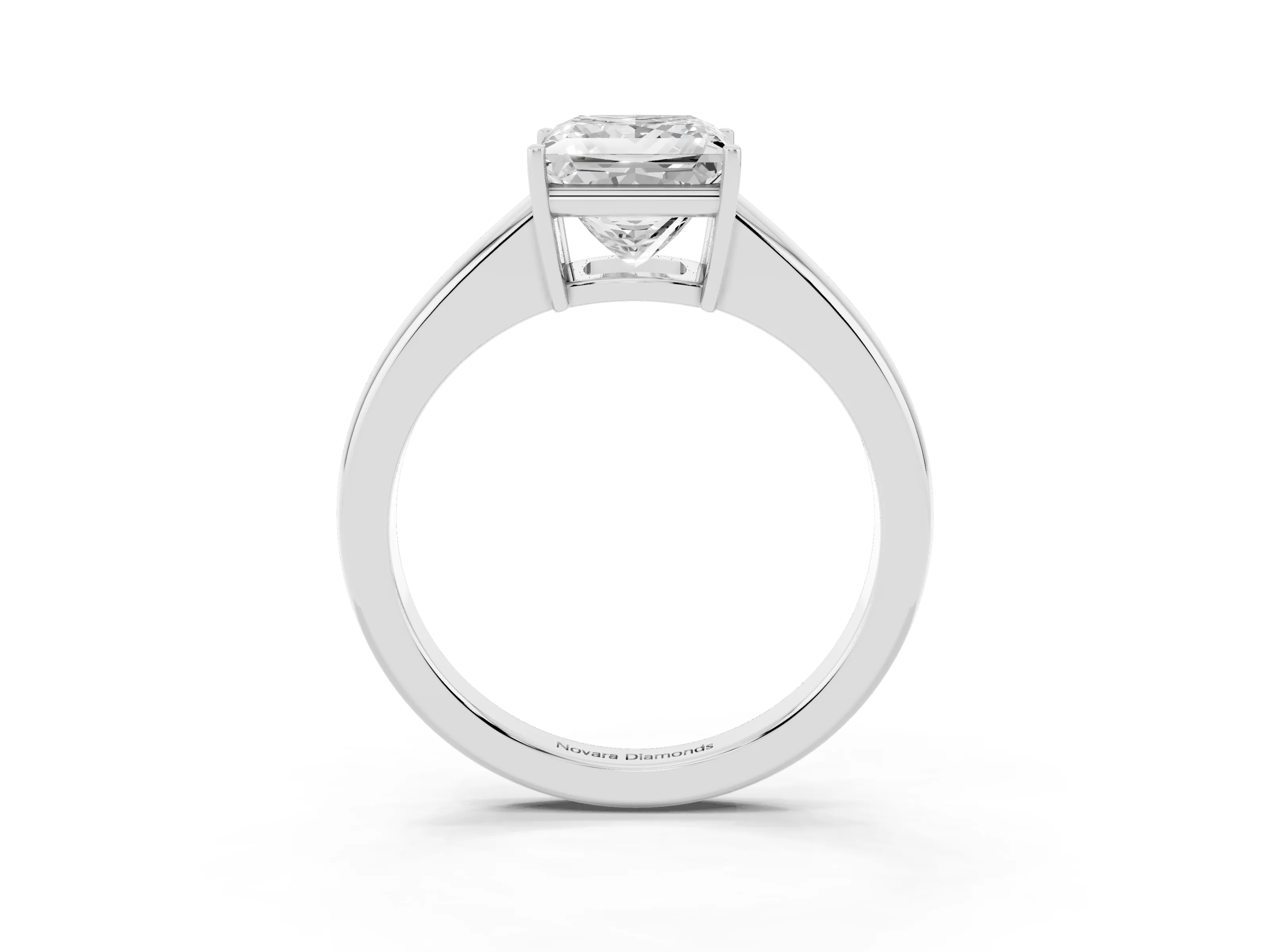 Princess Cut Diamond Solitaire Ring Set in Platinum with Tapered Band and Prong Setting