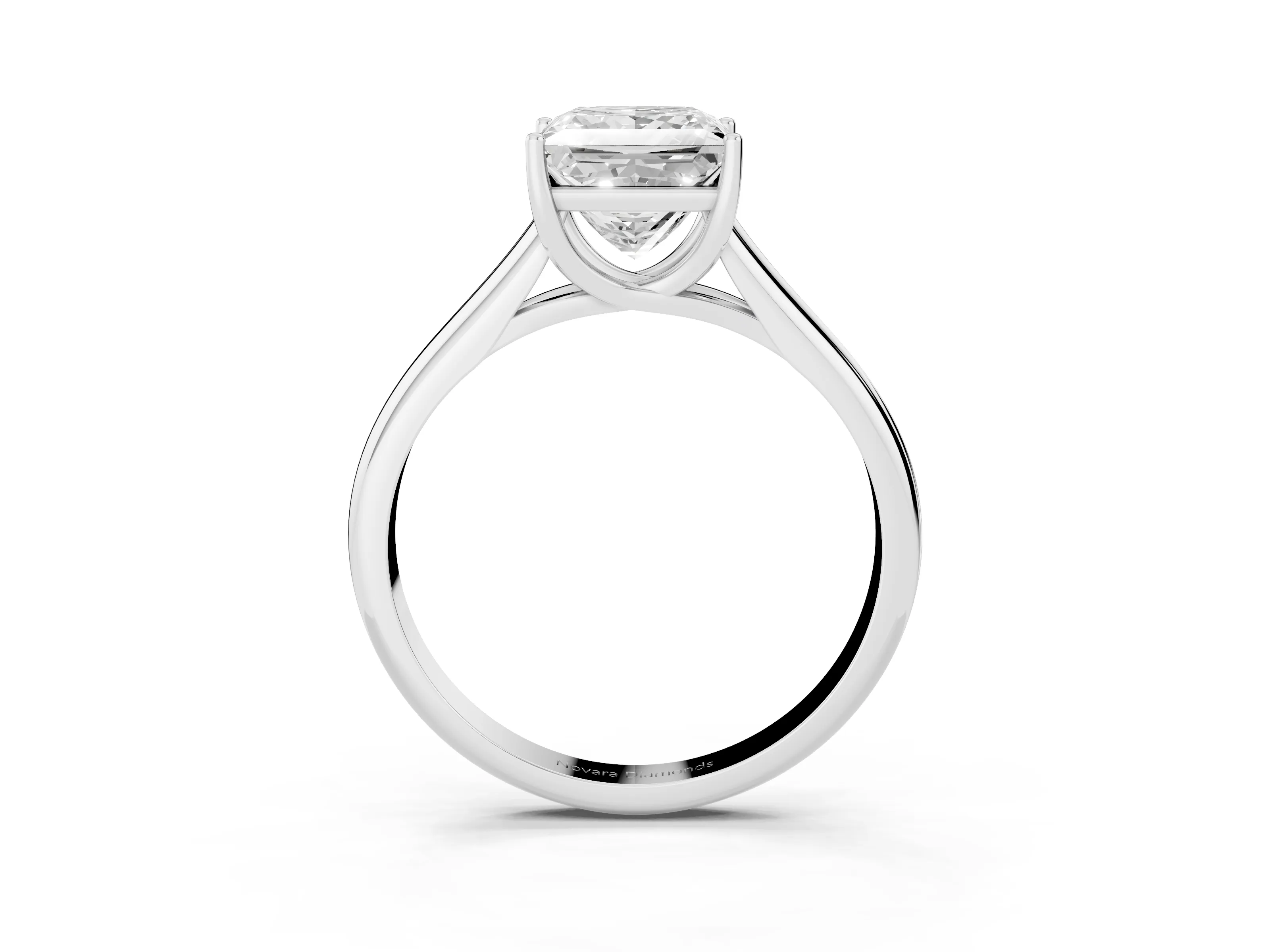 Princess Cut Diamond Solitaire Engagement Ring Set in Platinum with Subtly Tapered Band and Prong Setting