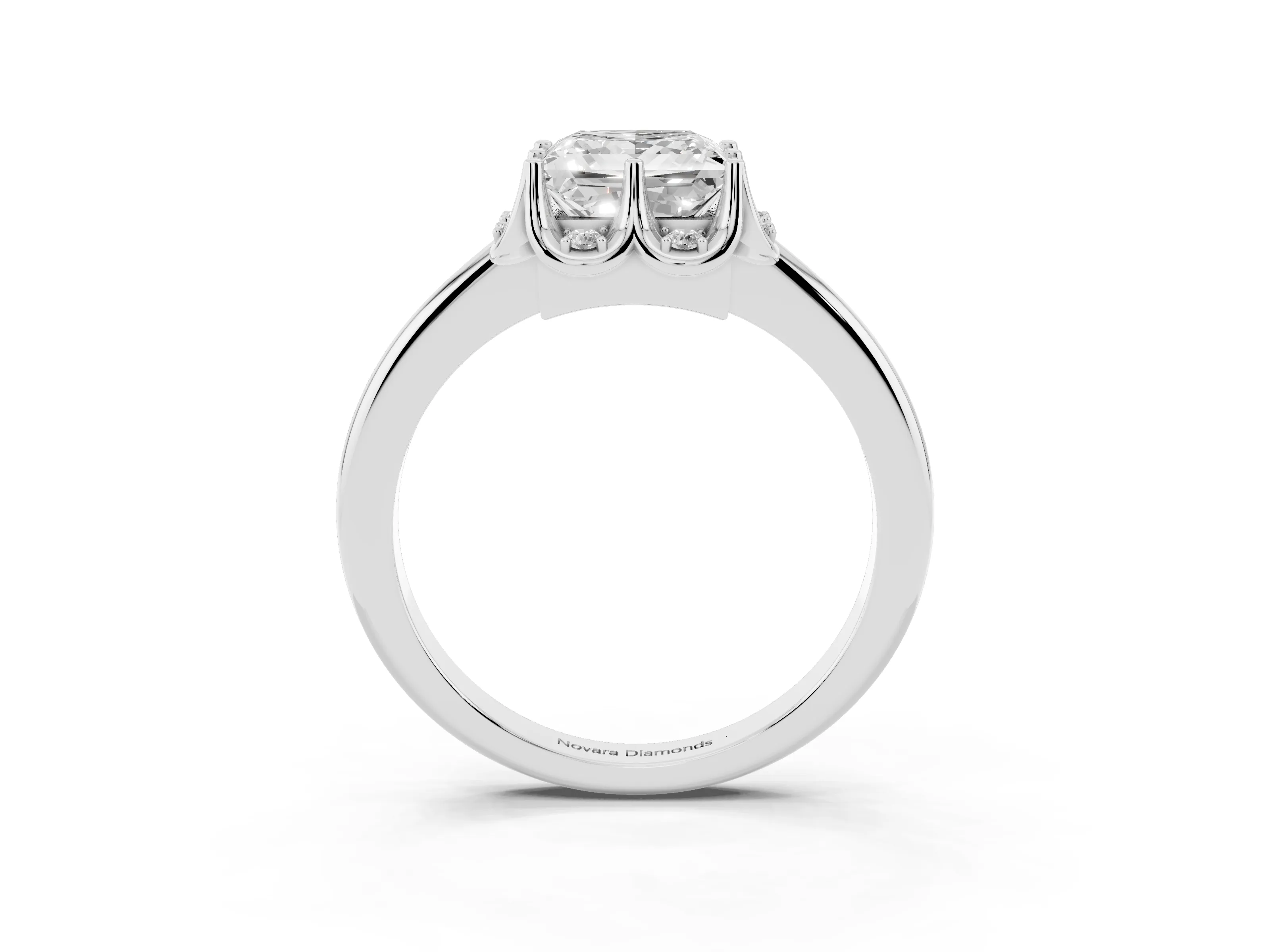Princess Cut Diamond Round Cluster Halo Ring Set in Silver with Solitaire Band and Prong Setting