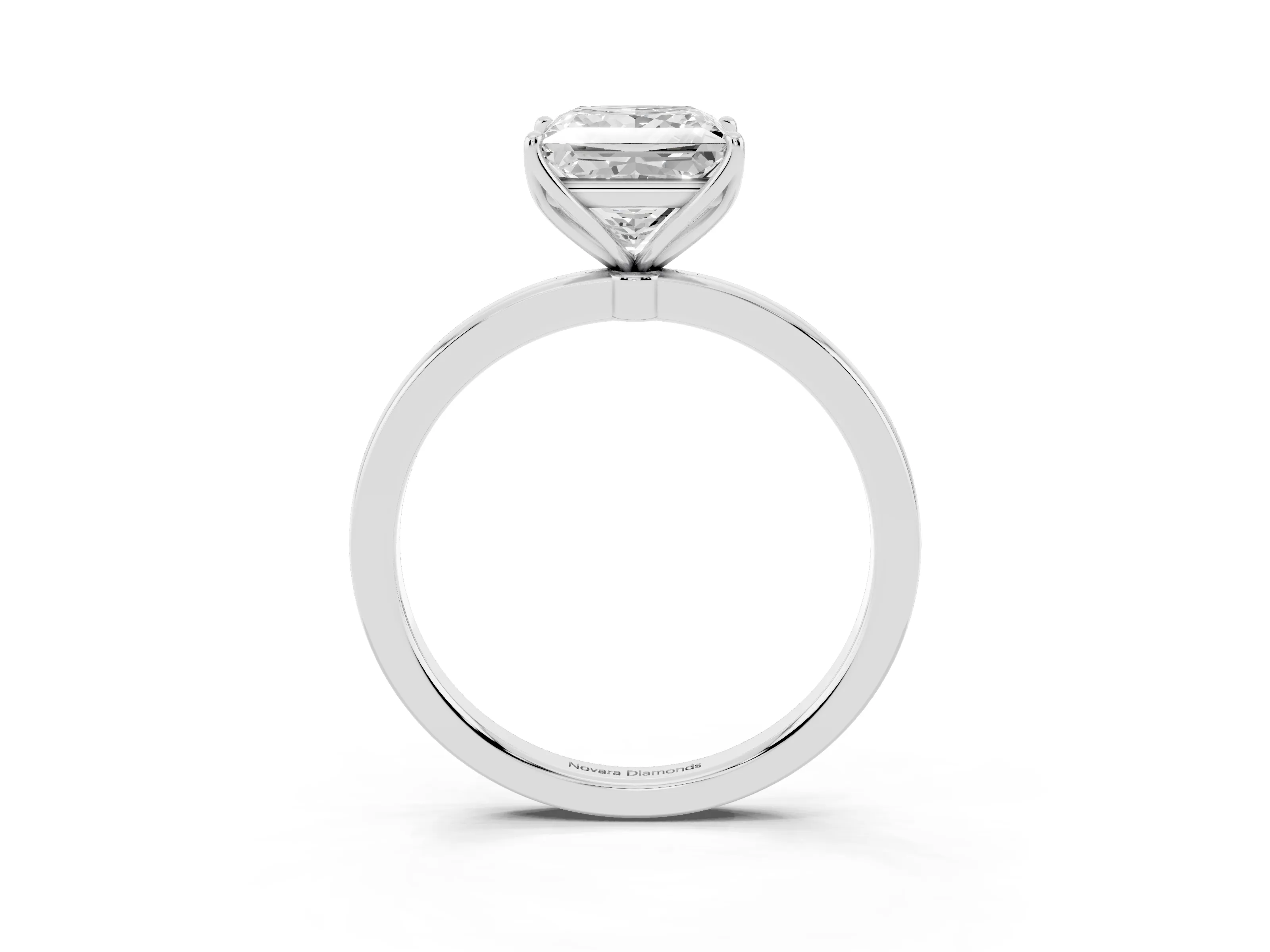 Princess Cut Diamond Solitaire Ring Set in White gold with Prong Setting and Thin Polished Band