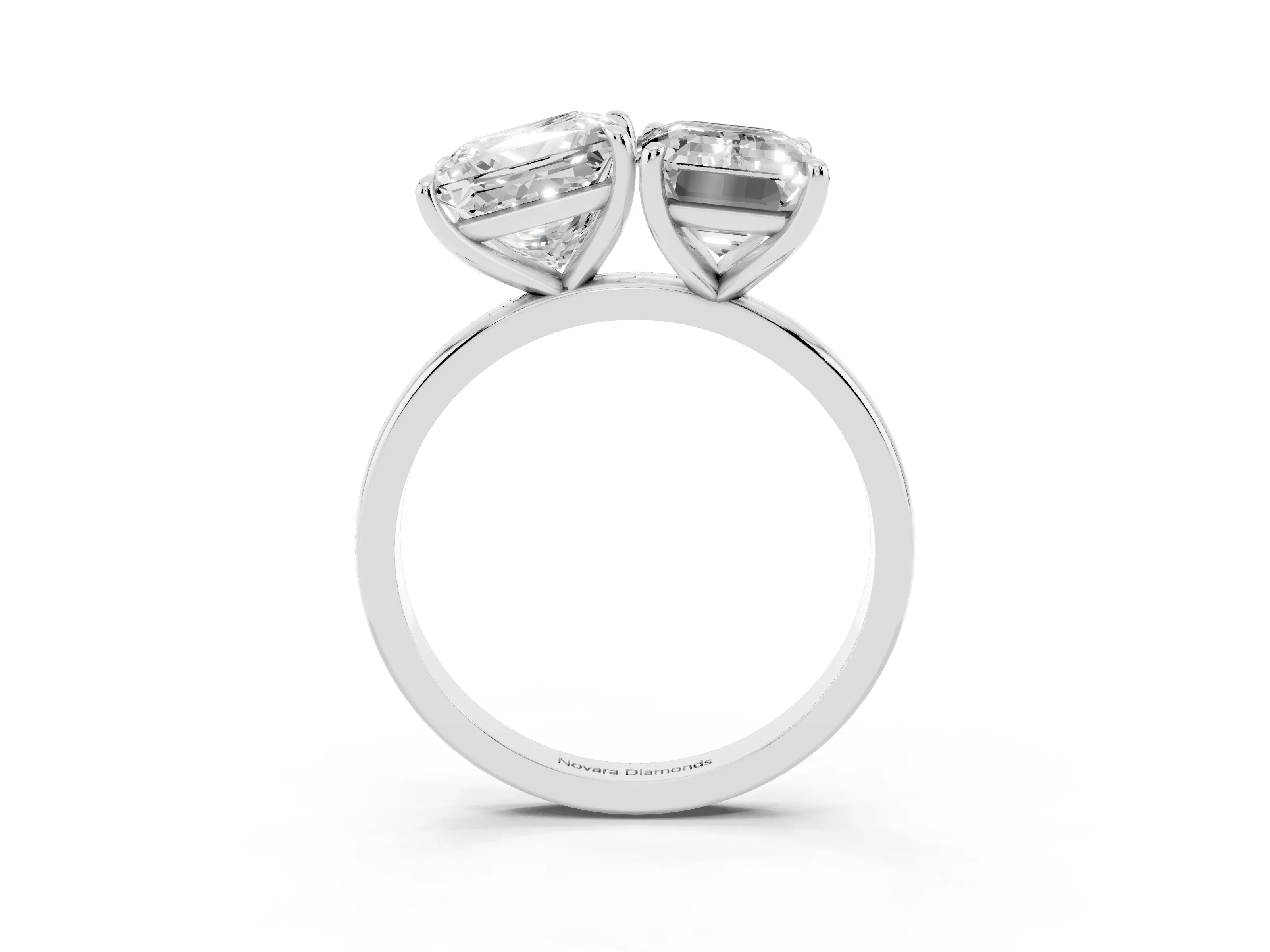 Princess Cut and Emerald Cut Toi Moi Ring Set in Silver with Prong Setting