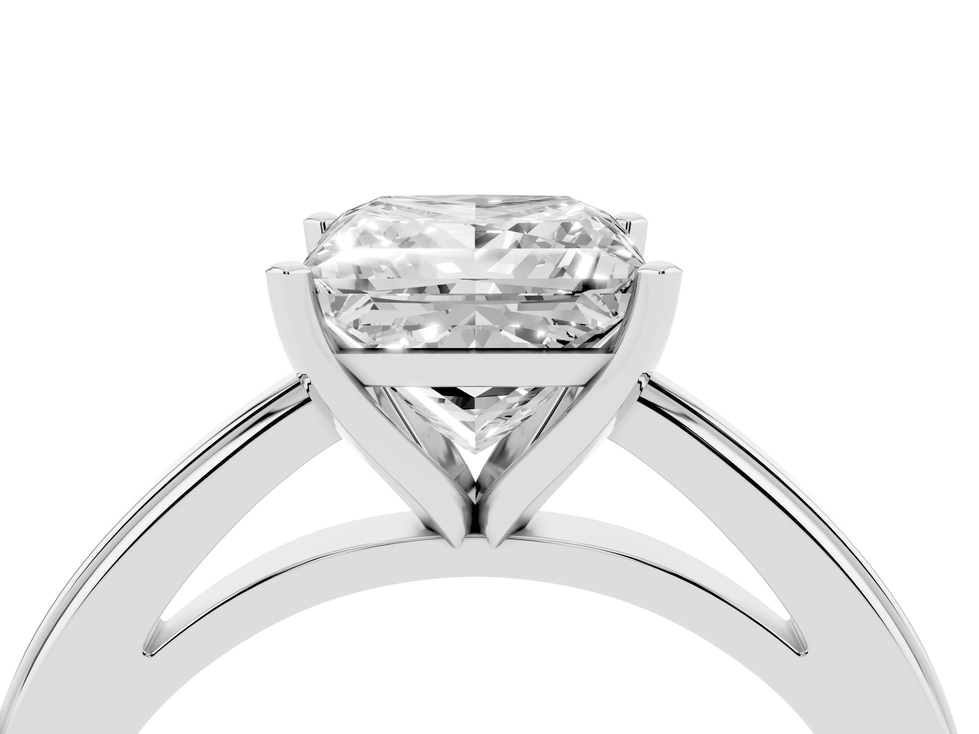 Princess Cut Diamond Solitaire Ring Set in Platinum with Prong Setting and Classic Band