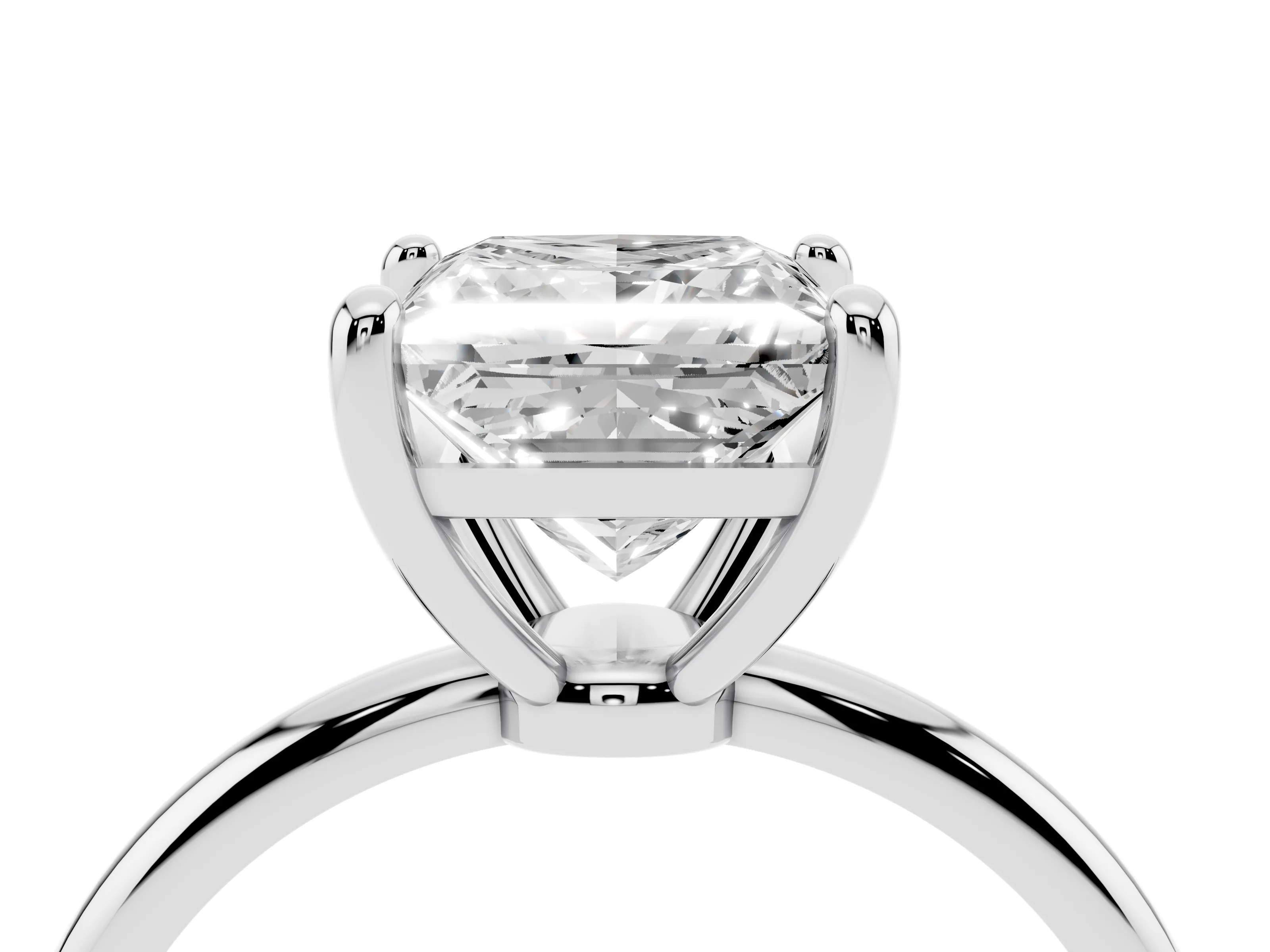 Princess Cut Diamond Solitaire Ring Set in White gold with Secure Prong Setting on a Classic Band