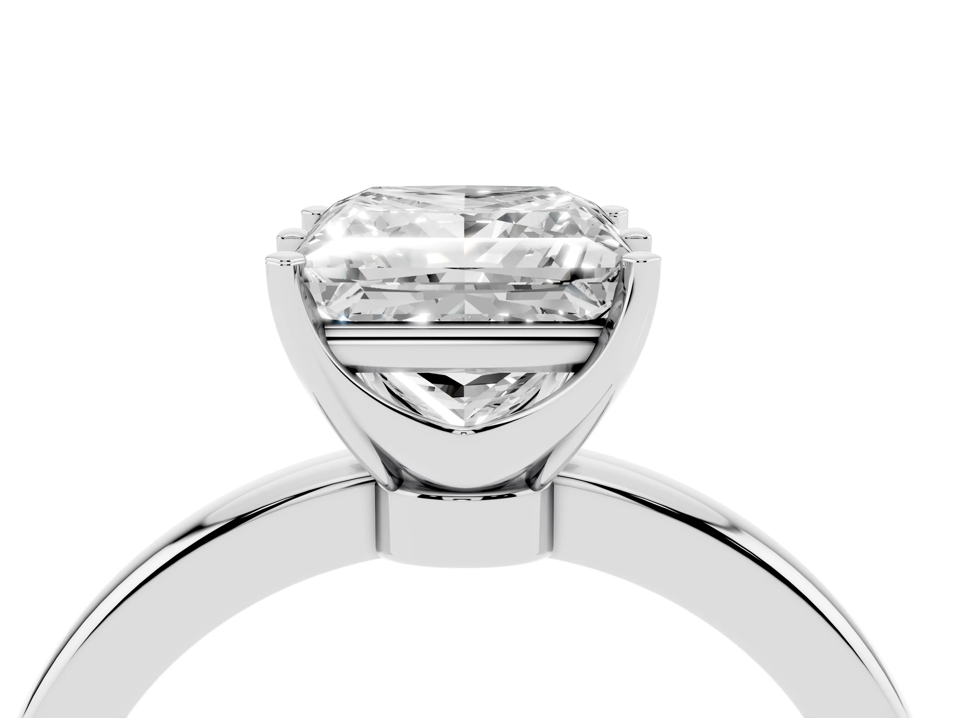 Princess Cut Diamond Solitaire Ring Set in White gold with Raised Prong Setting on a Classic Band