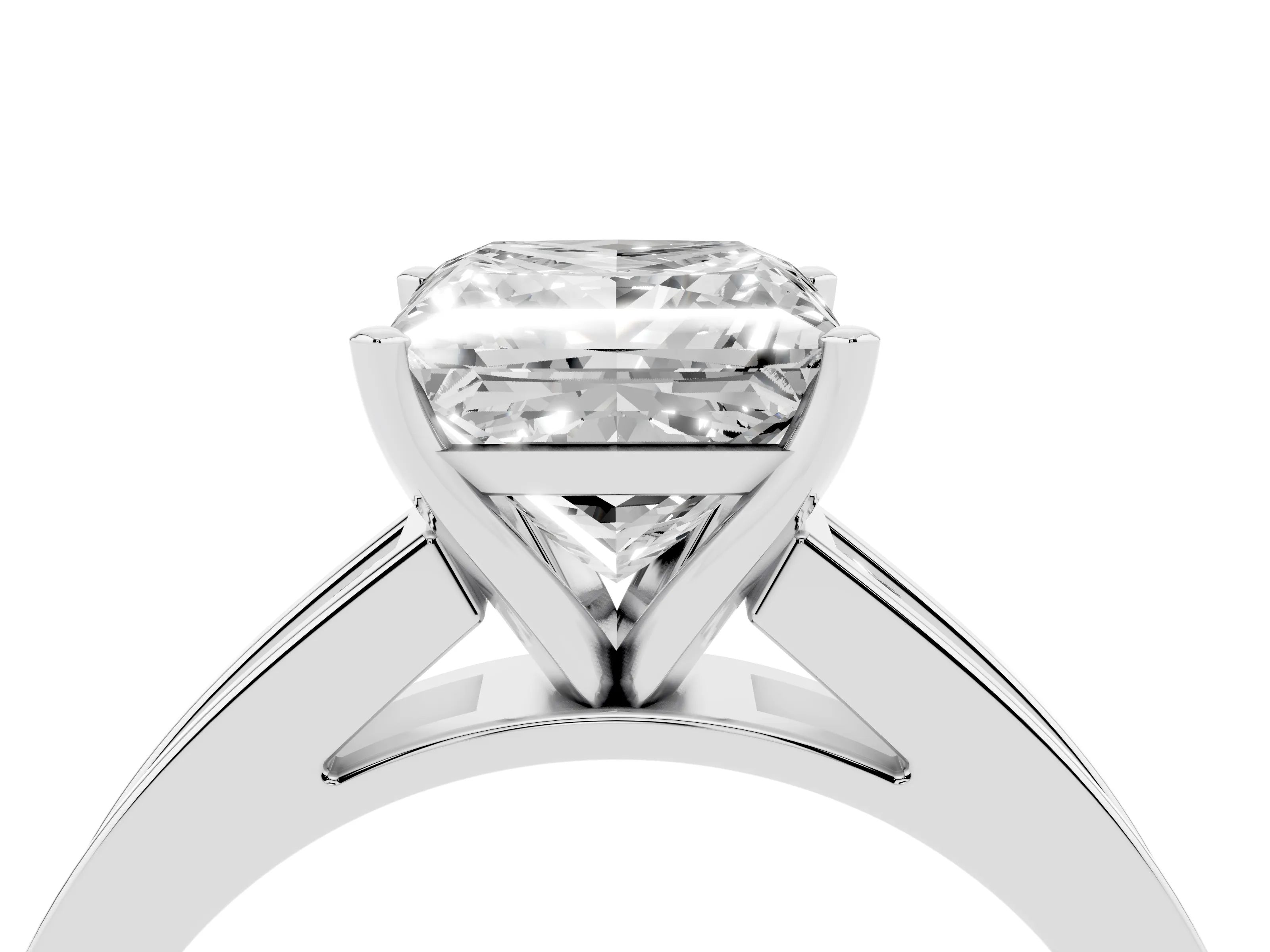 Princess Cut Diamond Solitaire Ring Set in Silver with Channel-Set Band and Prong Setting