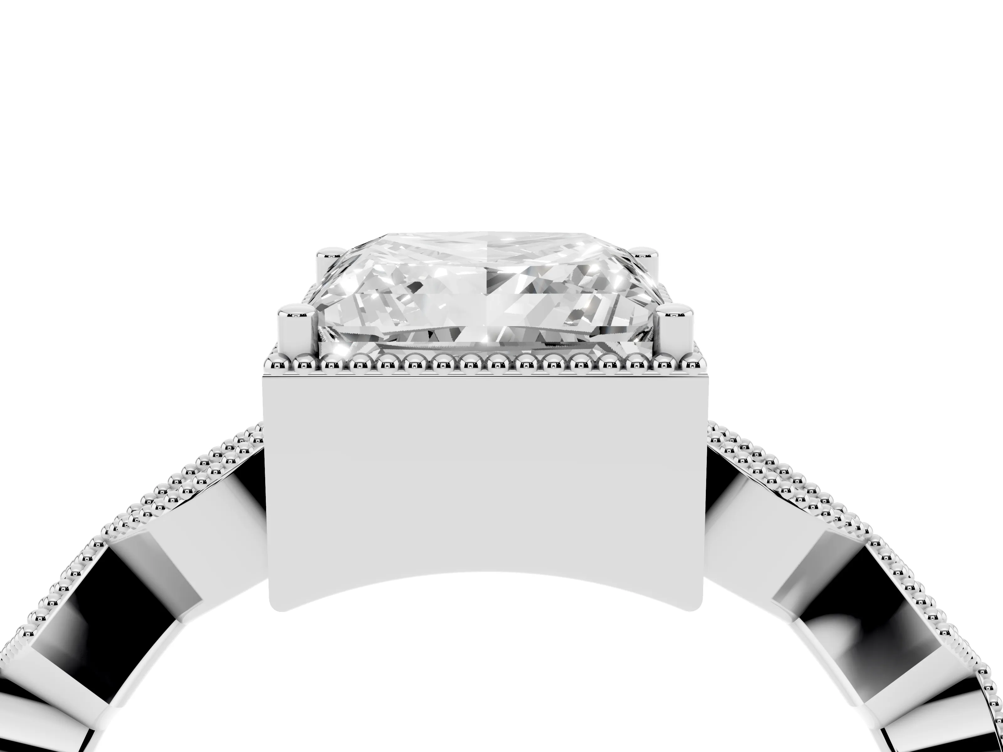 Princess Cut Diamond Milgrain Marquise Twist Band Ring Set in White gold with Prong Setting