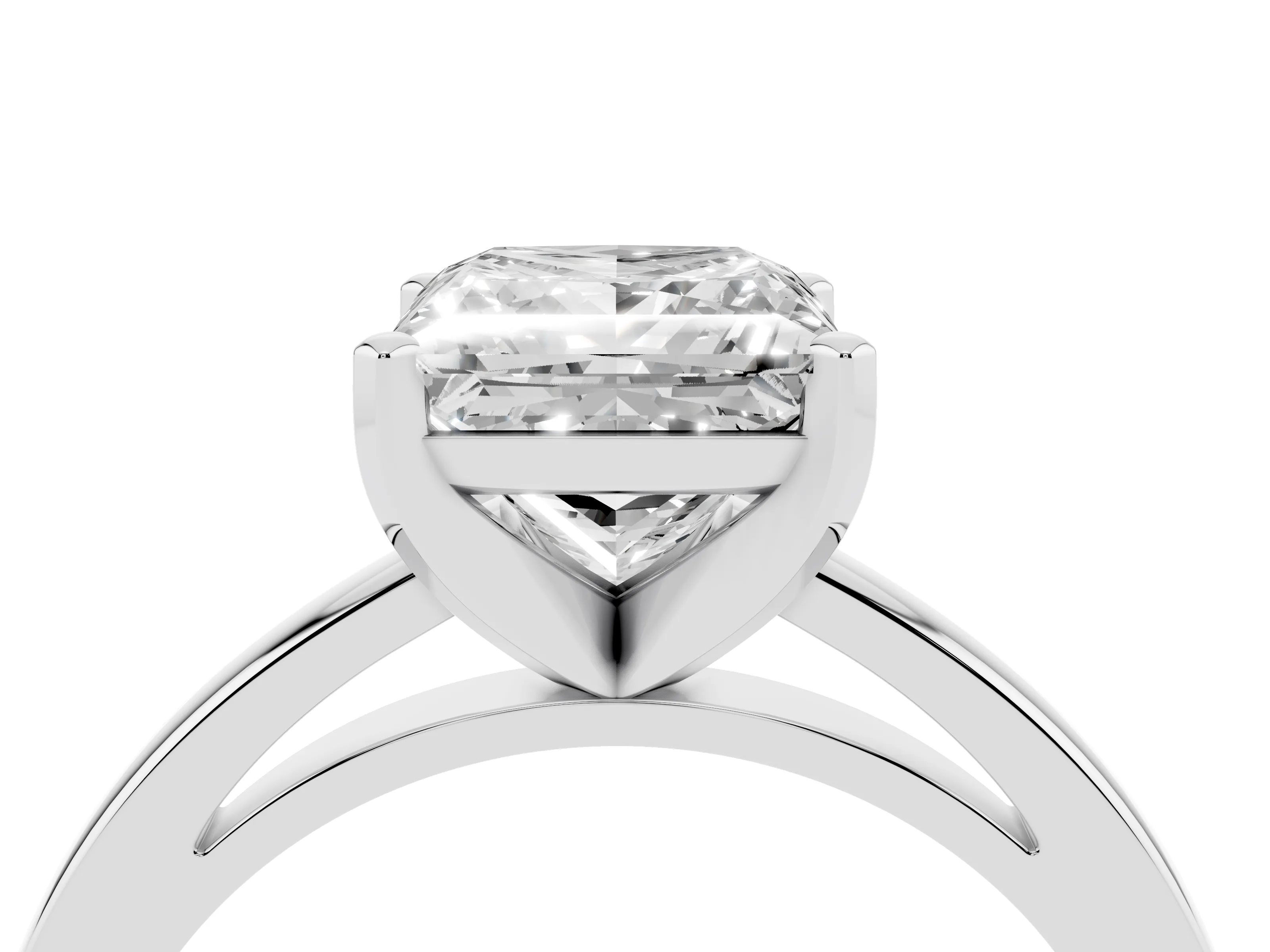 Princess Cut Diamond Solitaire Engagement Ring Set in White gold with Prong Setting on a Classic Band