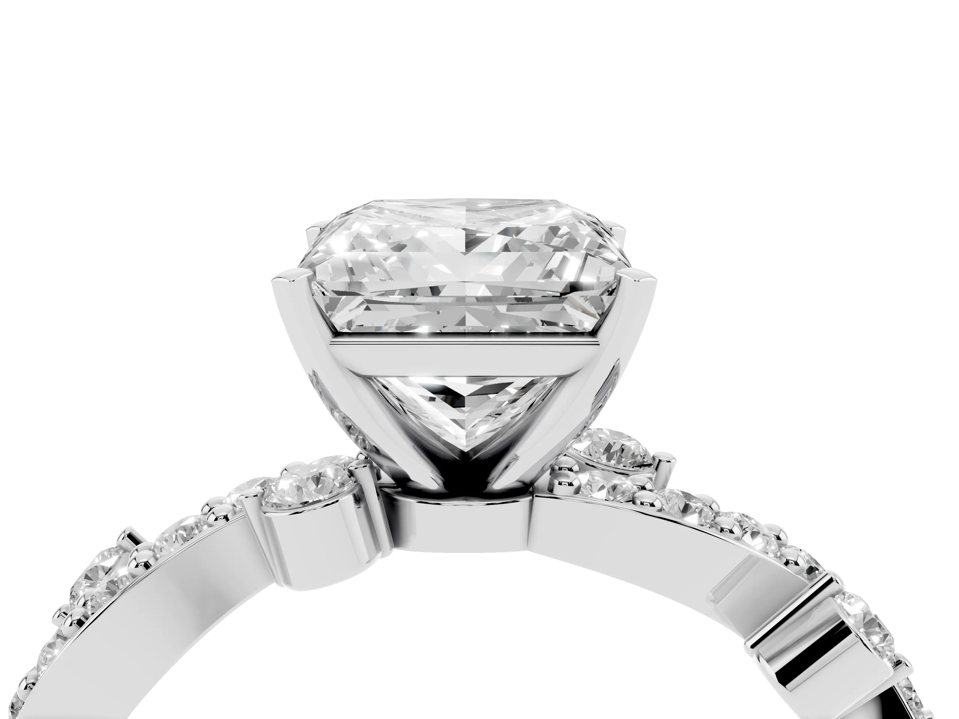 Princess Cut Diamond Solitaire Twisted Band Set in Silver with Pavé Setting