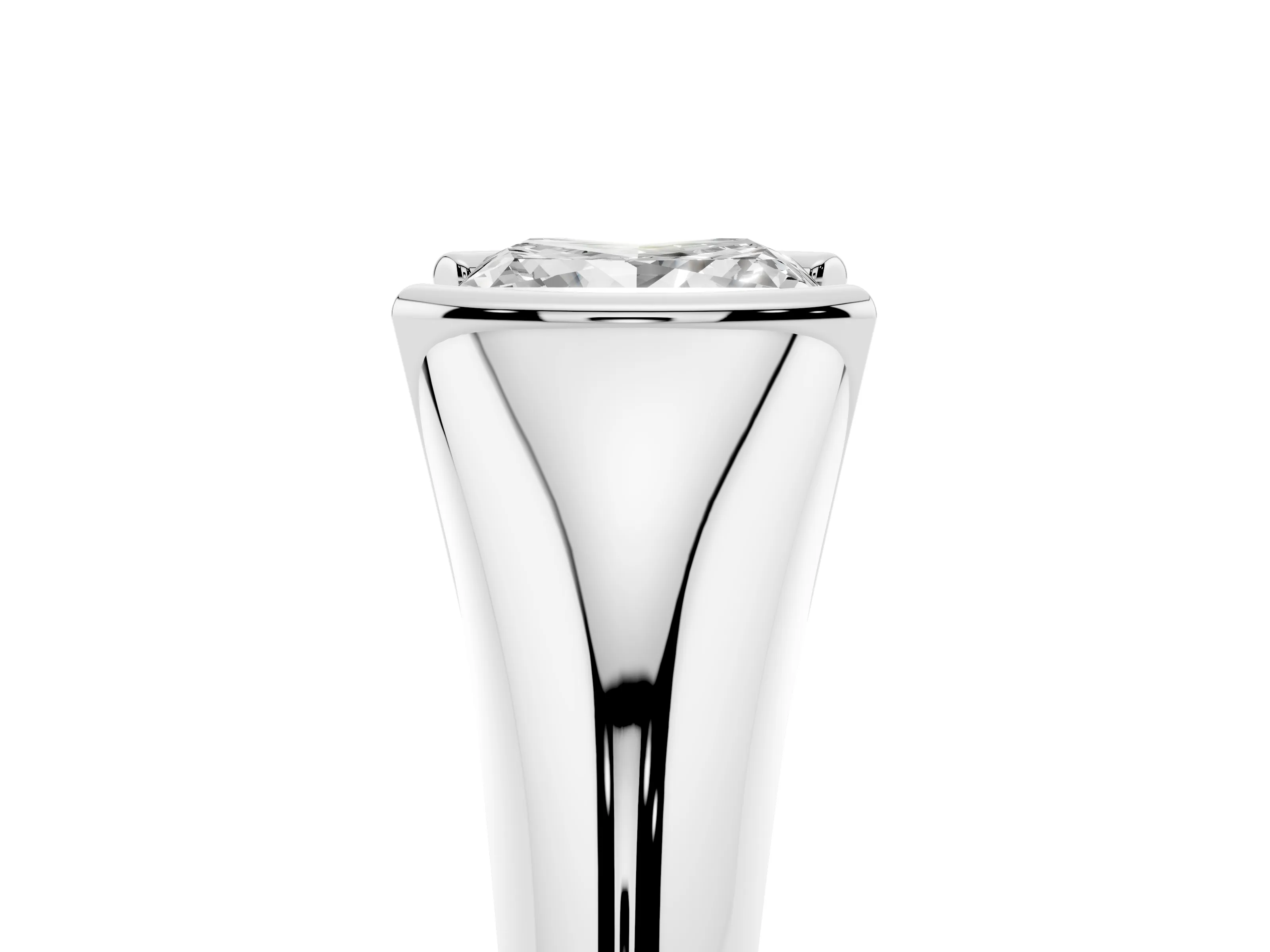 Princess Cut Diamond Solitaire Tension Set Ring Set in Silver
