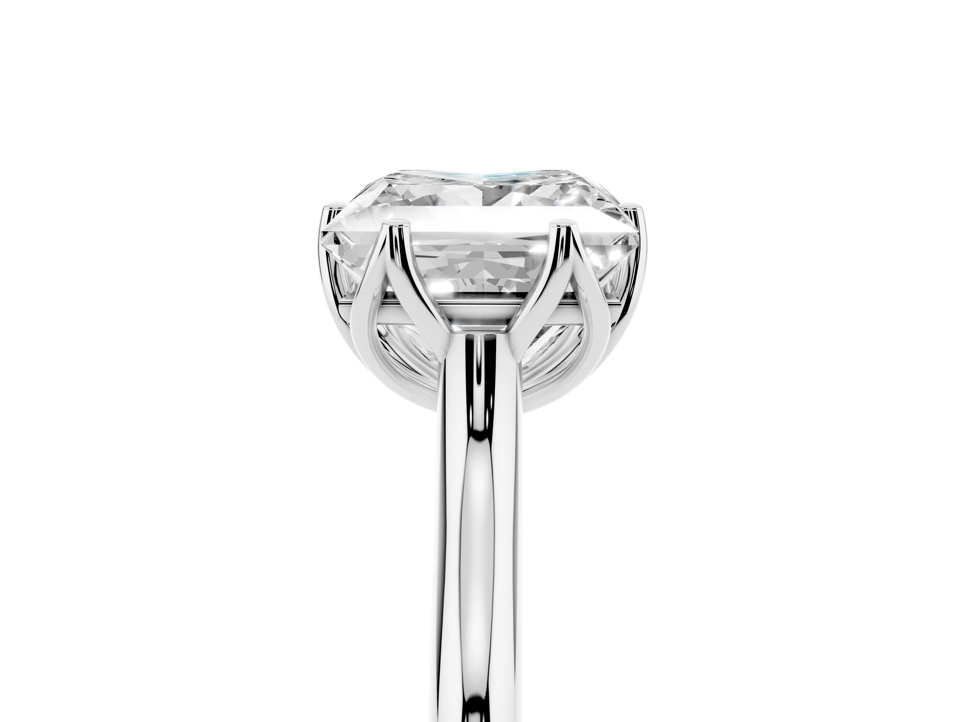 Princess Cut Diamond Solitaire Cathedral Ring Set in Silver with Prong Setting