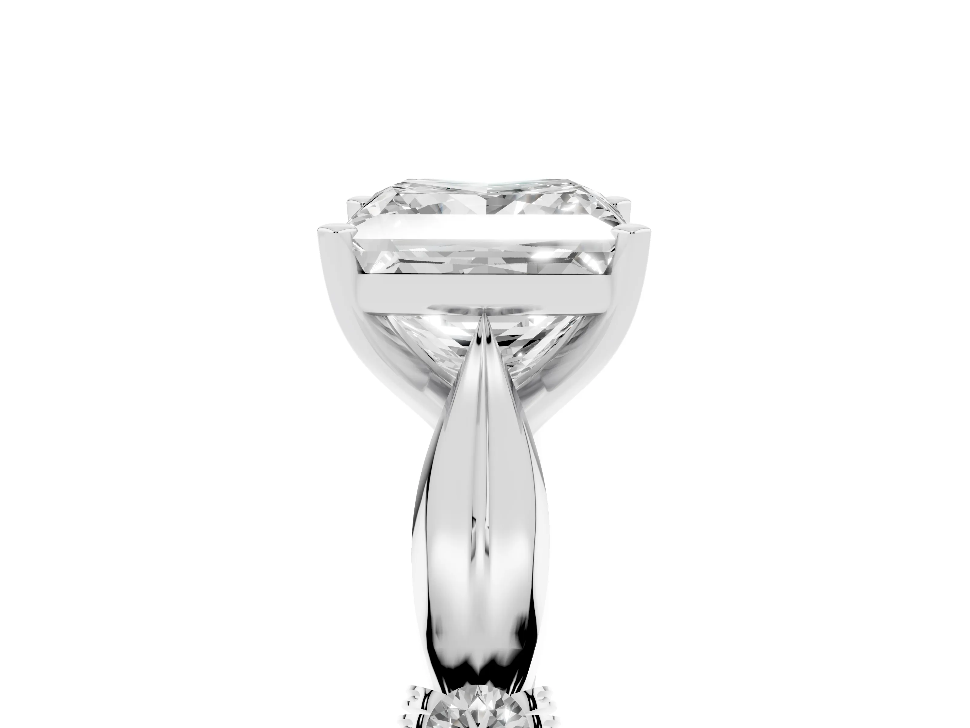 Princess Cut Diamond Solitaire Twisted Band Ring Set in Silver with Accent Stones and Prong Setting