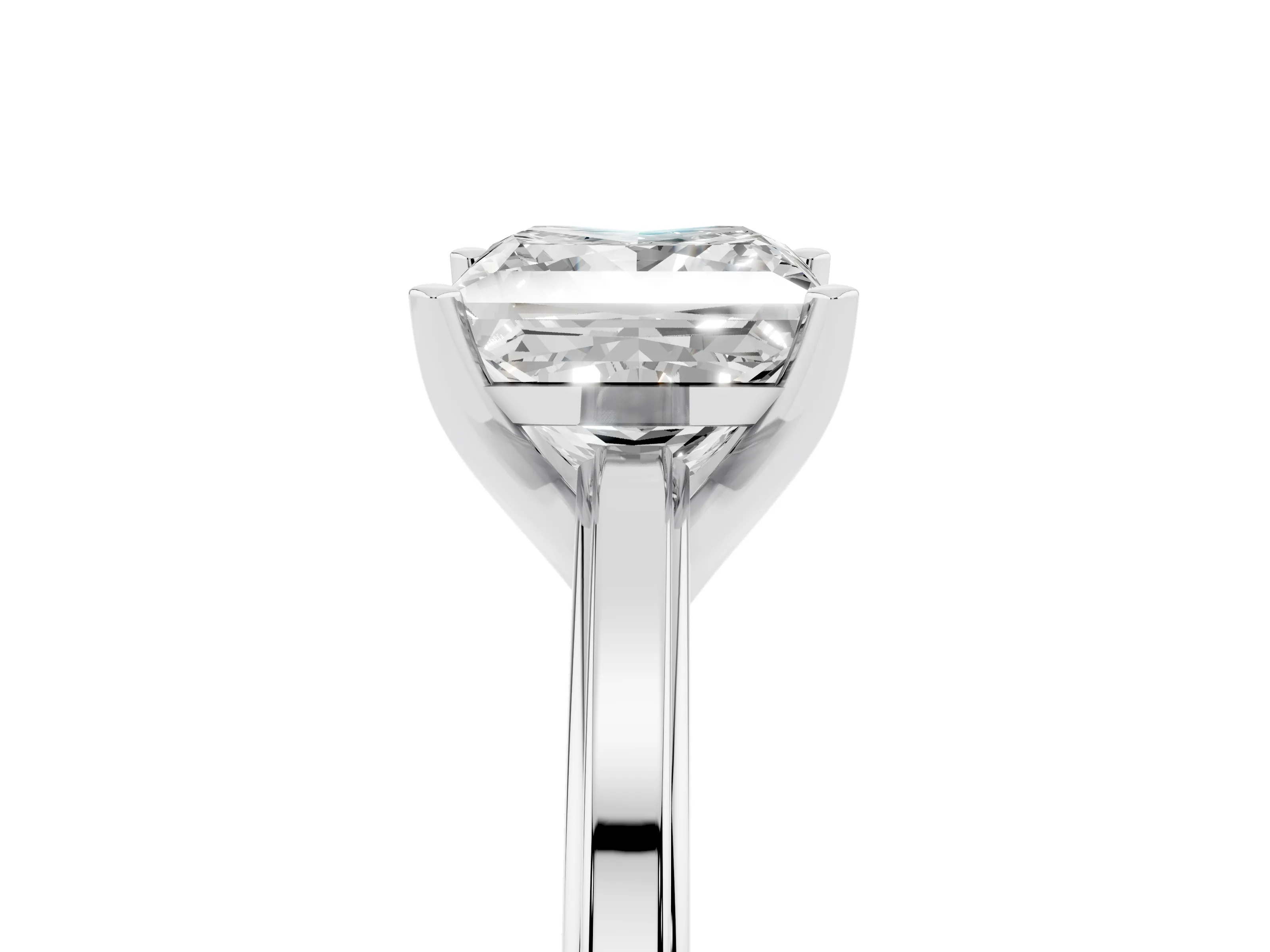 Princess Cut Diamond Solitaire Ring Set in Platinum with Prong Setting and Classic Band