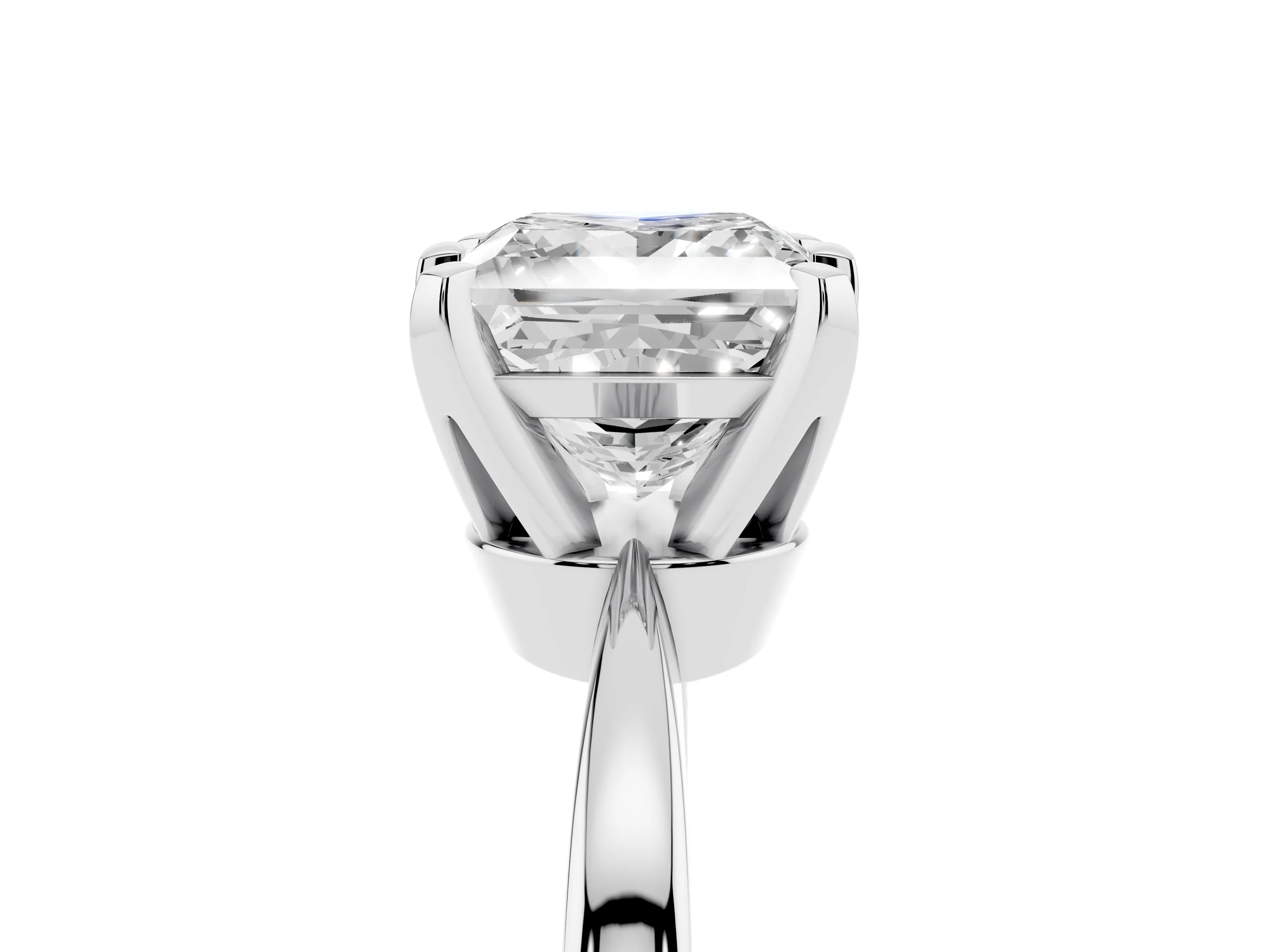Princess Cut Diamond Solitaire Engagement Ring Set in White gold with Slim Tapered Solitaire Band