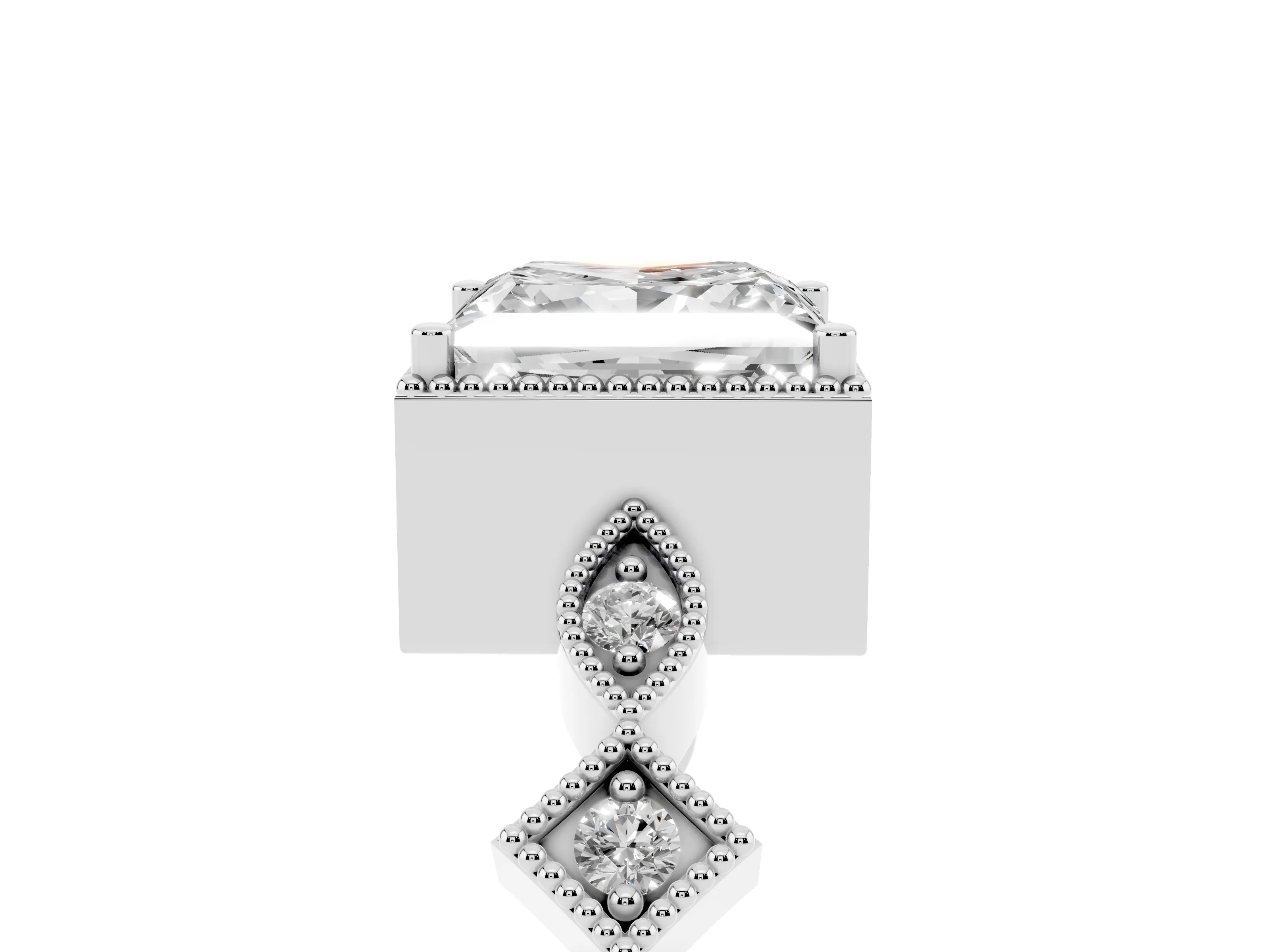Princess Cut Diamond Milgrain Marquise Twist Band Ring Set in White gold with Prong Setting