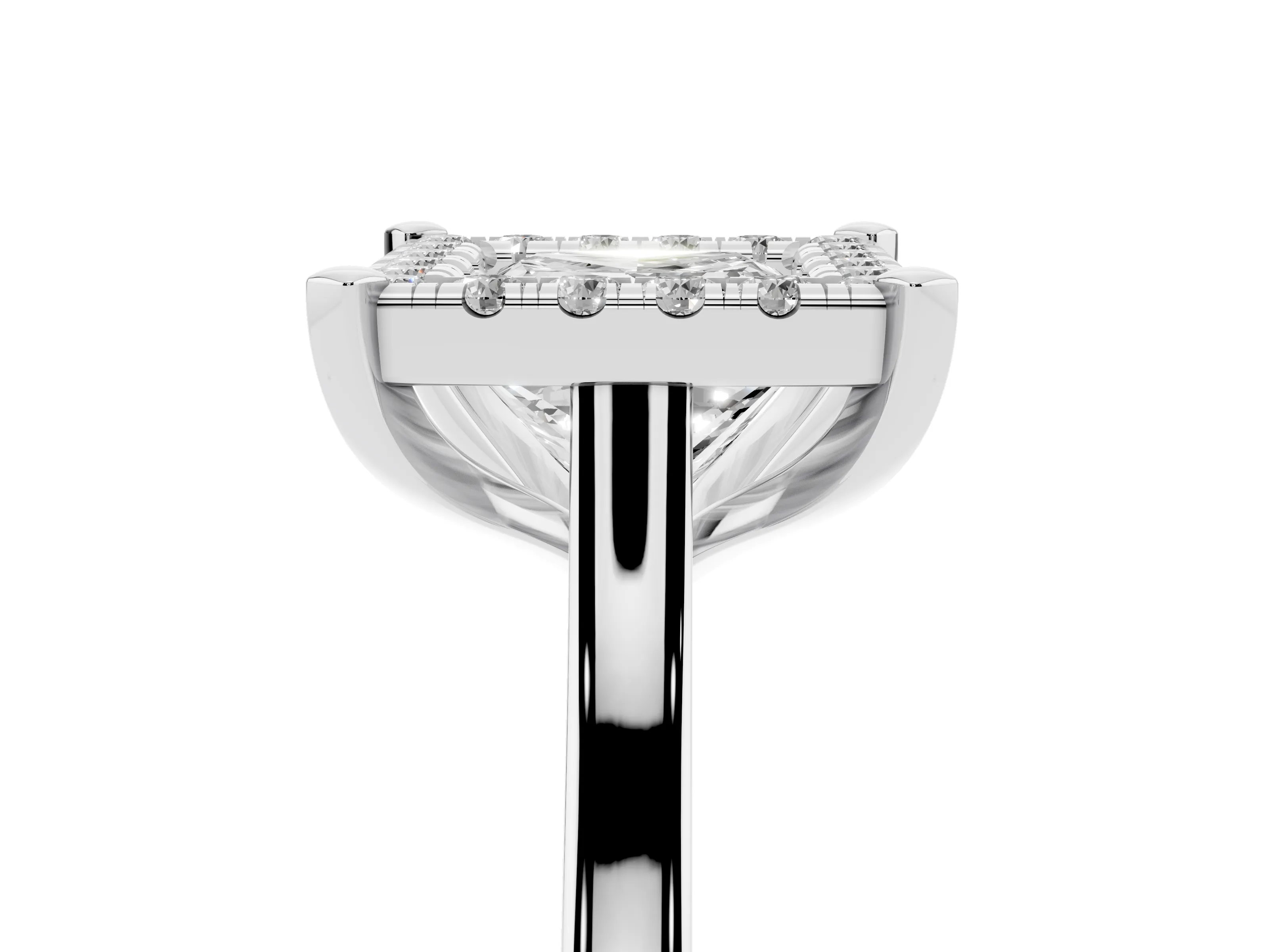 Princess Cut Diamond Cluster Halo Solitaire Ring Set in Platinum with Prong Setting