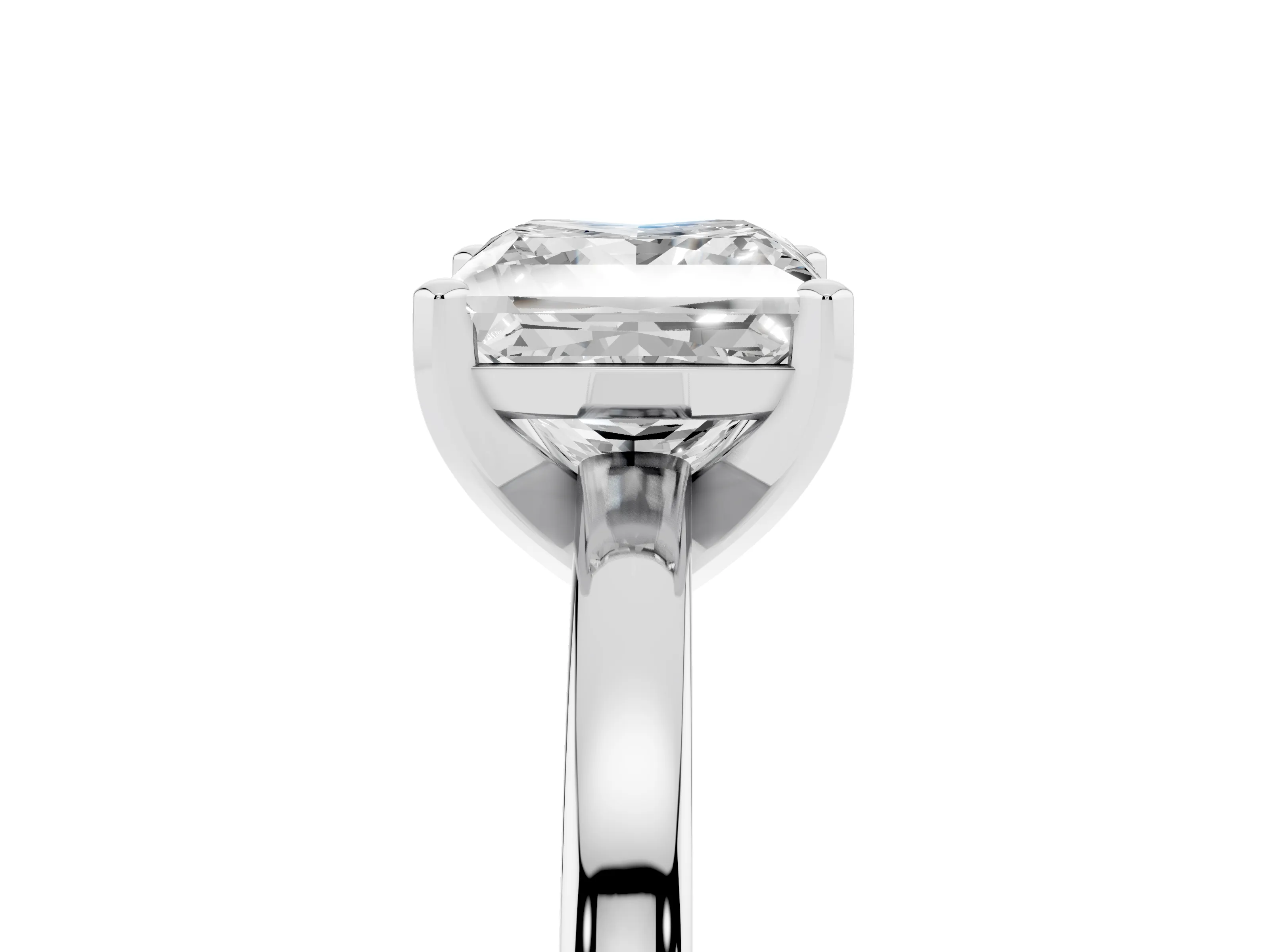 Princess Cut Diamond Solitaire Engagement Ring Set in White gold with Prong Setting on a Classic Band