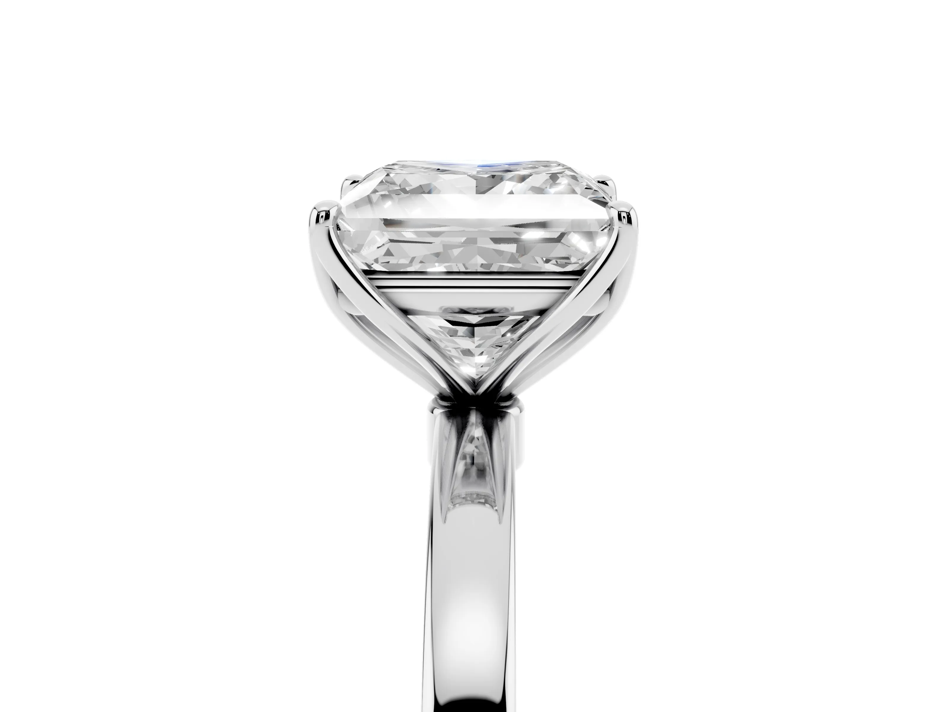 Princess Cut Diamond Solitaire Ring Set in White gold with Prong Setting and Thin Polished Band