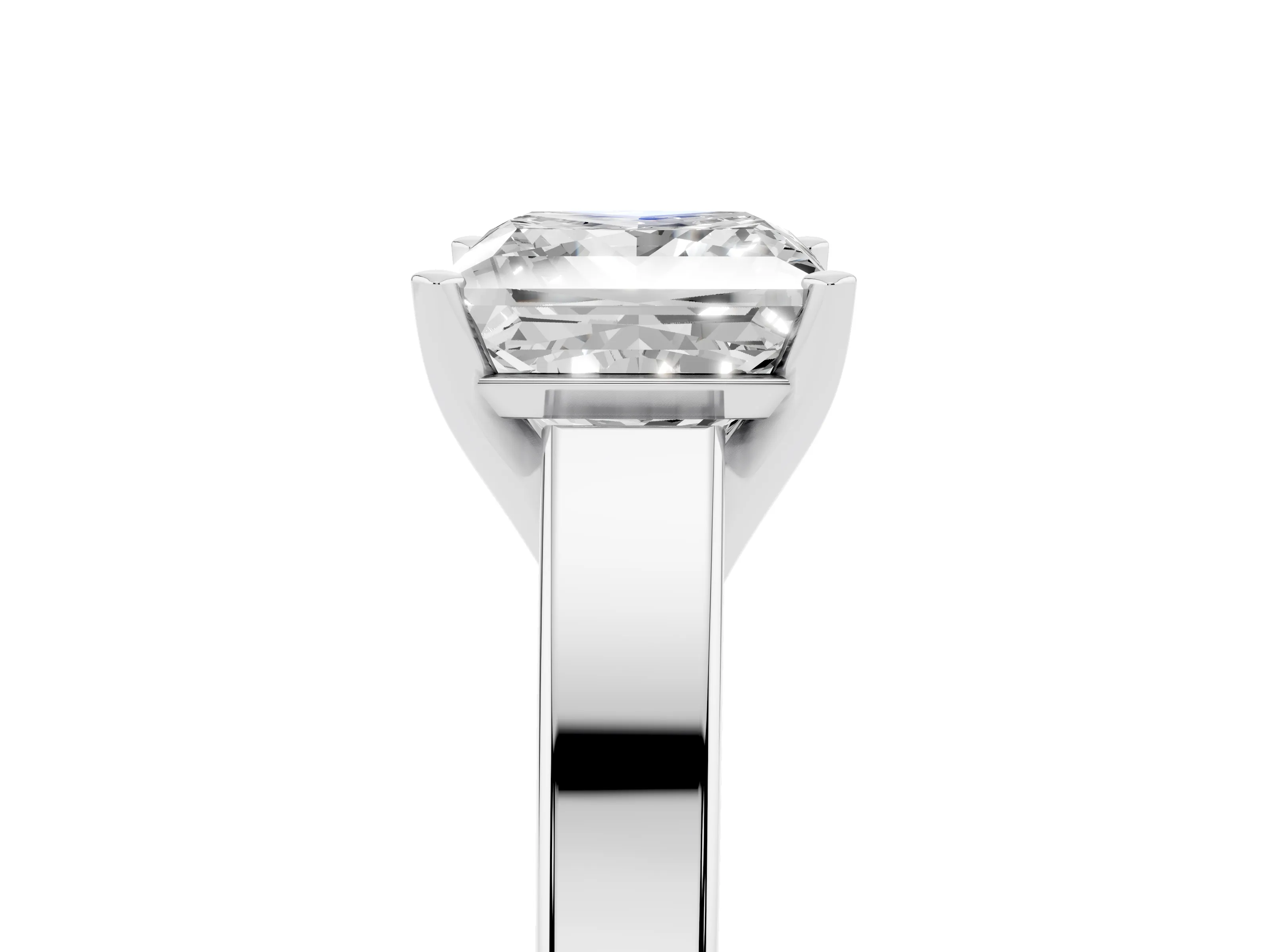 Princess Cut Diamond Solitaire Engagement Ring Set in White gold with Prong Setting and Tapered Band