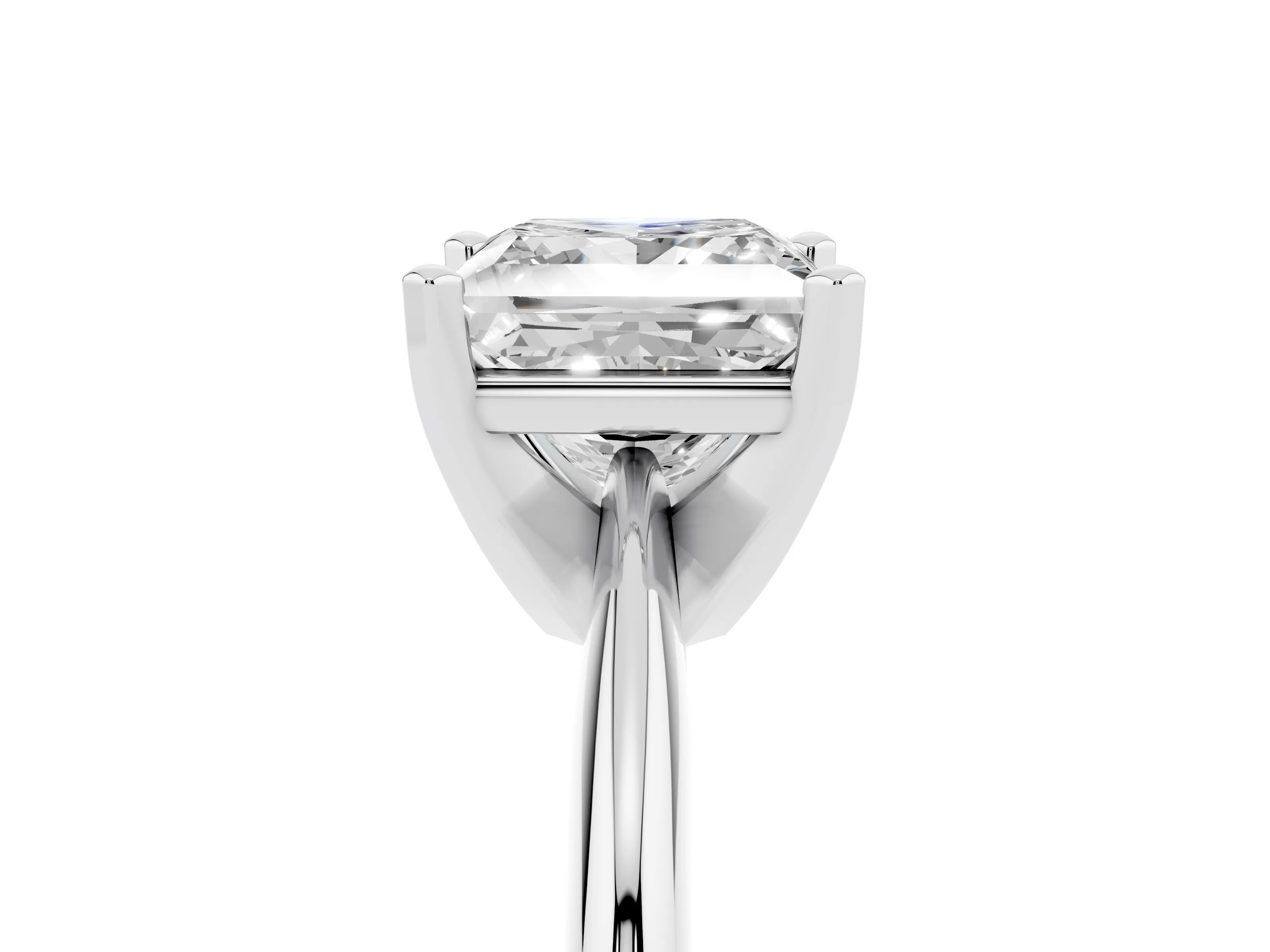 Princess Cut Diamond Solitaire Ring Set in White gold with Prong Setting on a Plain Round Band