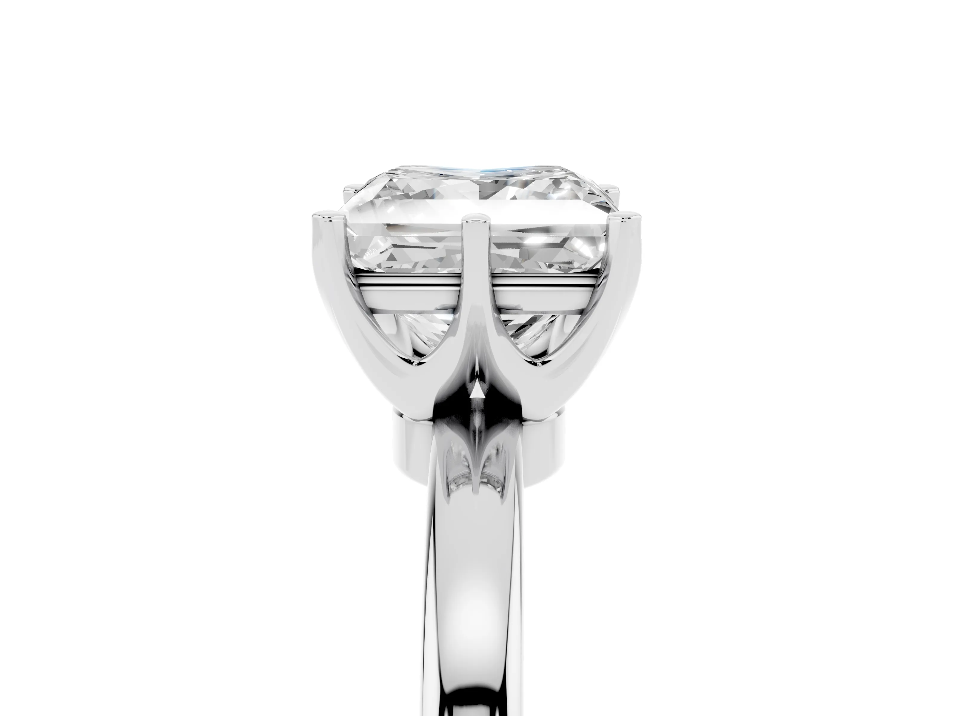 Princess Cut Diamond Solitaire Ring Set in White gold with Raised Prong Setting on a Classic Band