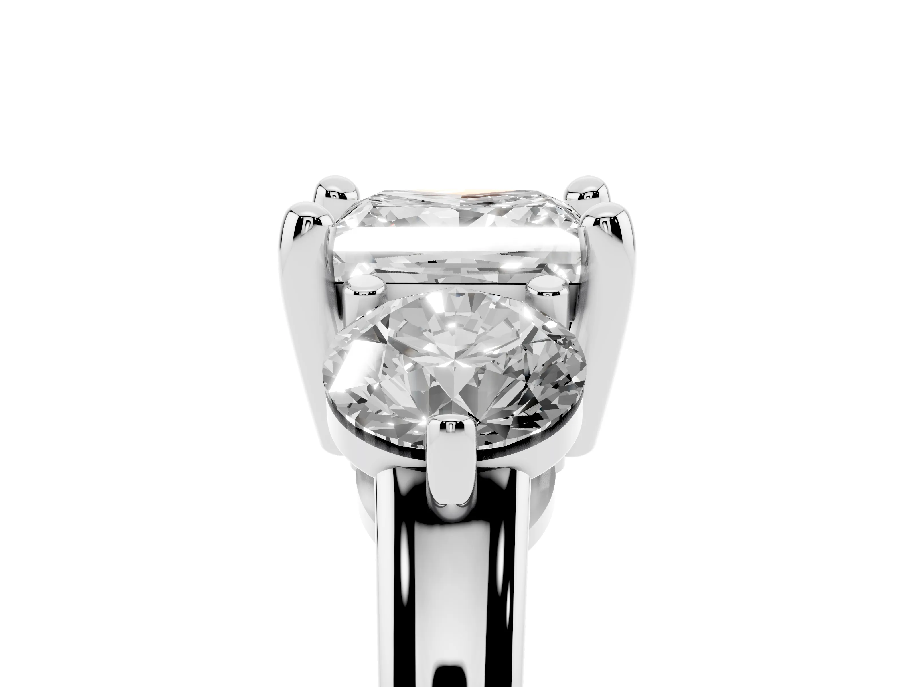Princess Cut Diamond Three-Stone Ring Set in Silver with Prong Setting and Classic Band