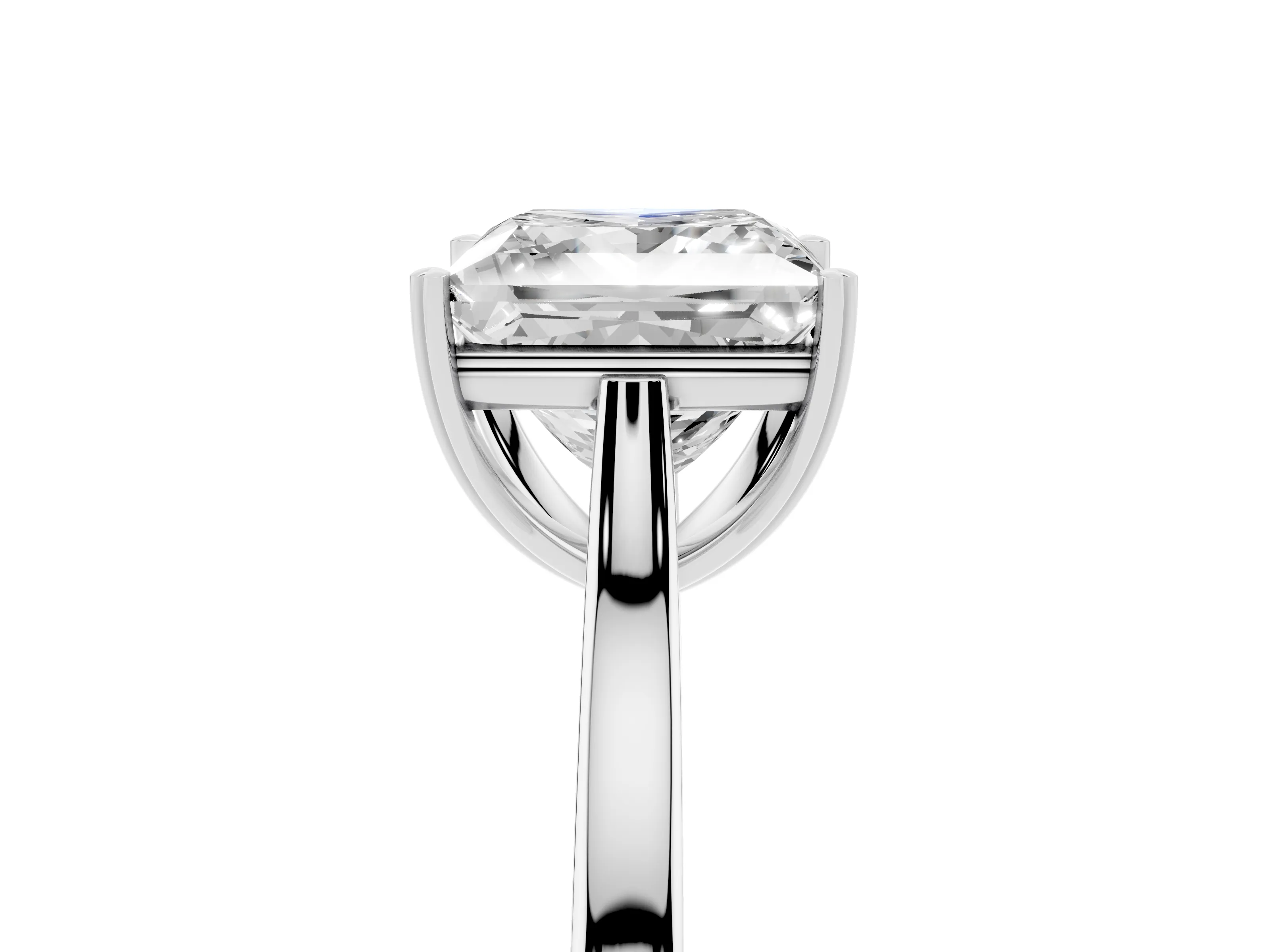Princess Cut Diamond Solitaire Heart Prong Engagement Ring Set in White gold with Tapered Band