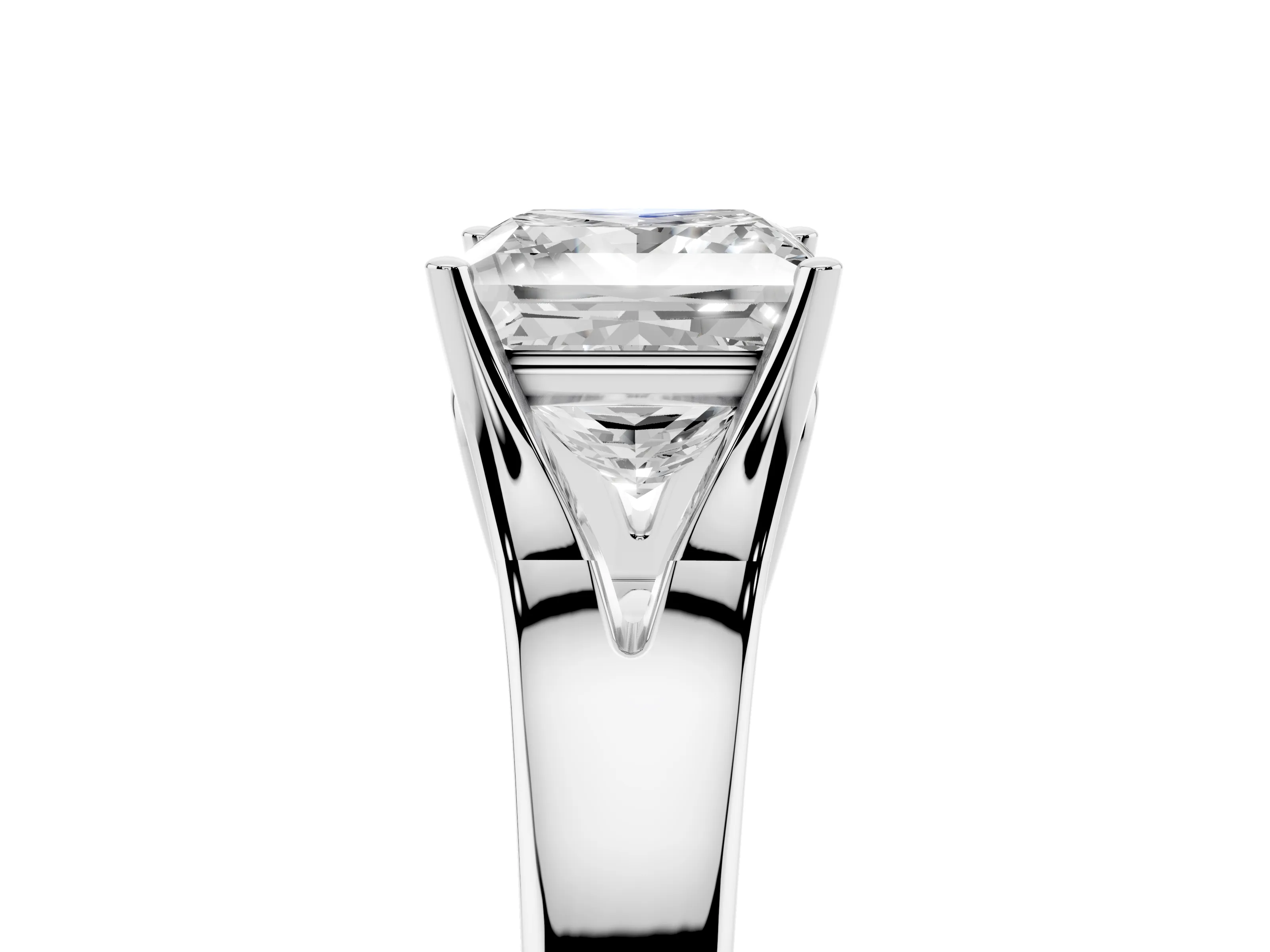 Princess Cut Diamond Solitaire Ring Set in Platinum with Arched Cathedral Band and Prong Setting