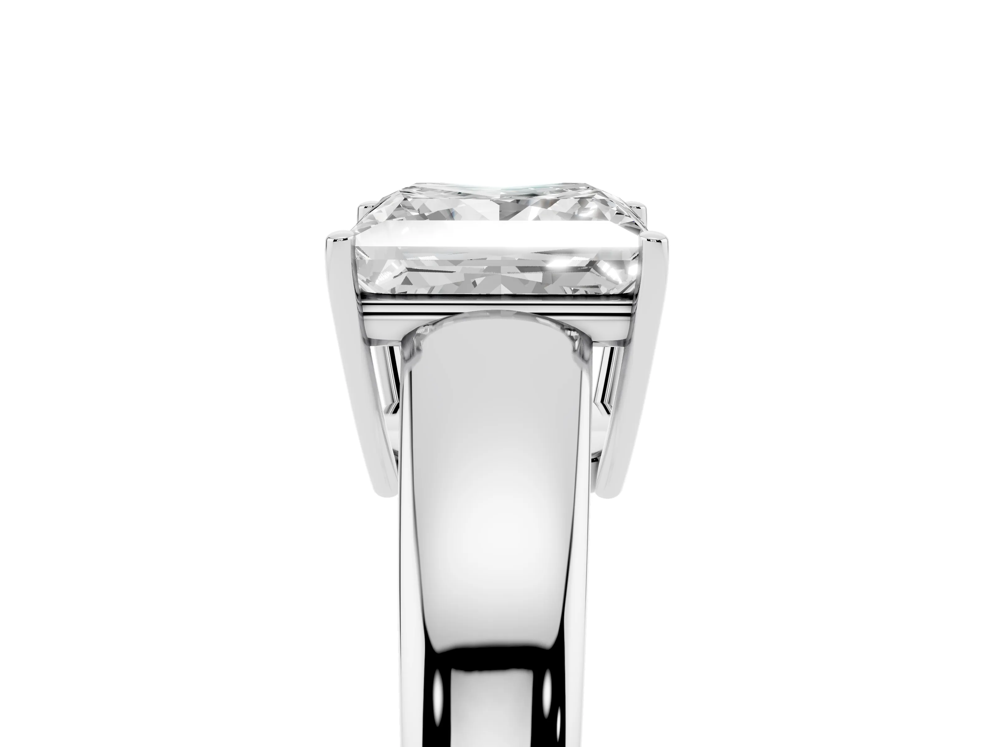 Princess Cut Diamond Solitaire Ring Set in Platinum with Tapered Band and Prong Setting