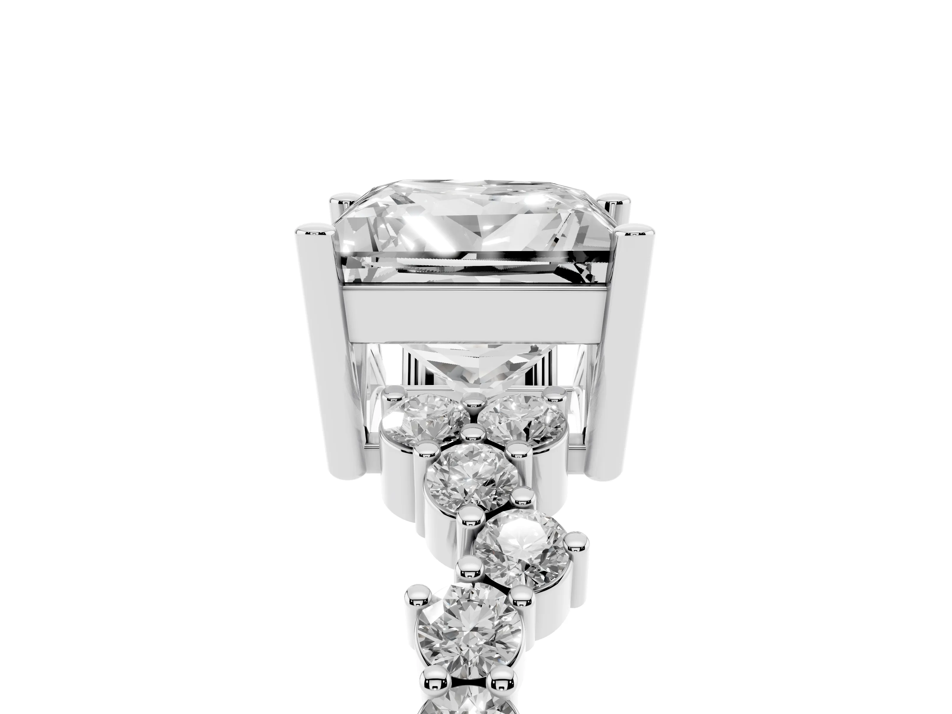 Princess Cut Diamond Ring Set in White gold with Scattered Round Accents