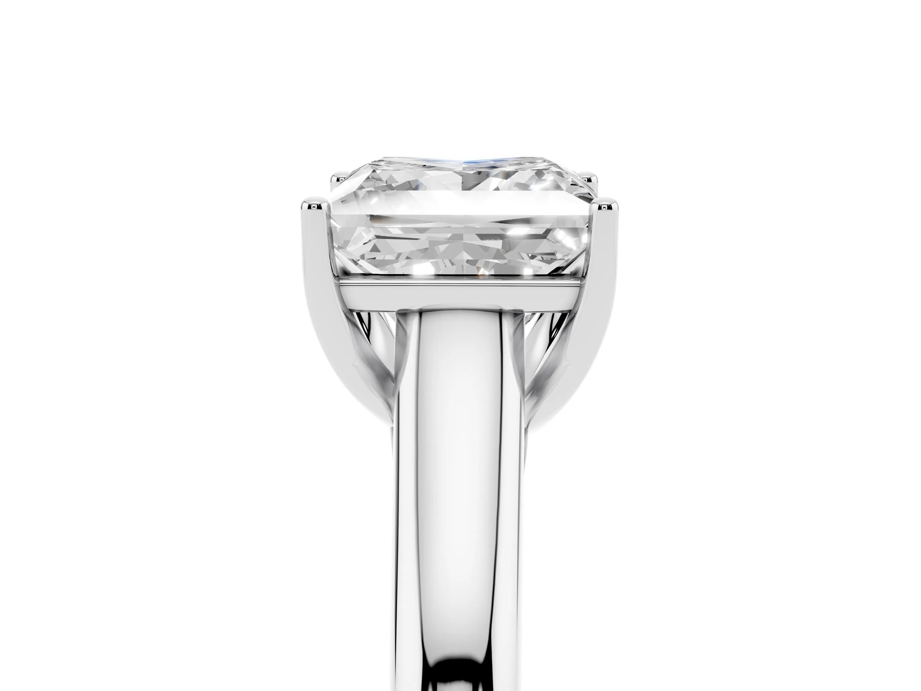 Princess Cut Diamond Solitaire Engagement Ring Set in Platinum with Subtly Tapered Band and Prong Setting