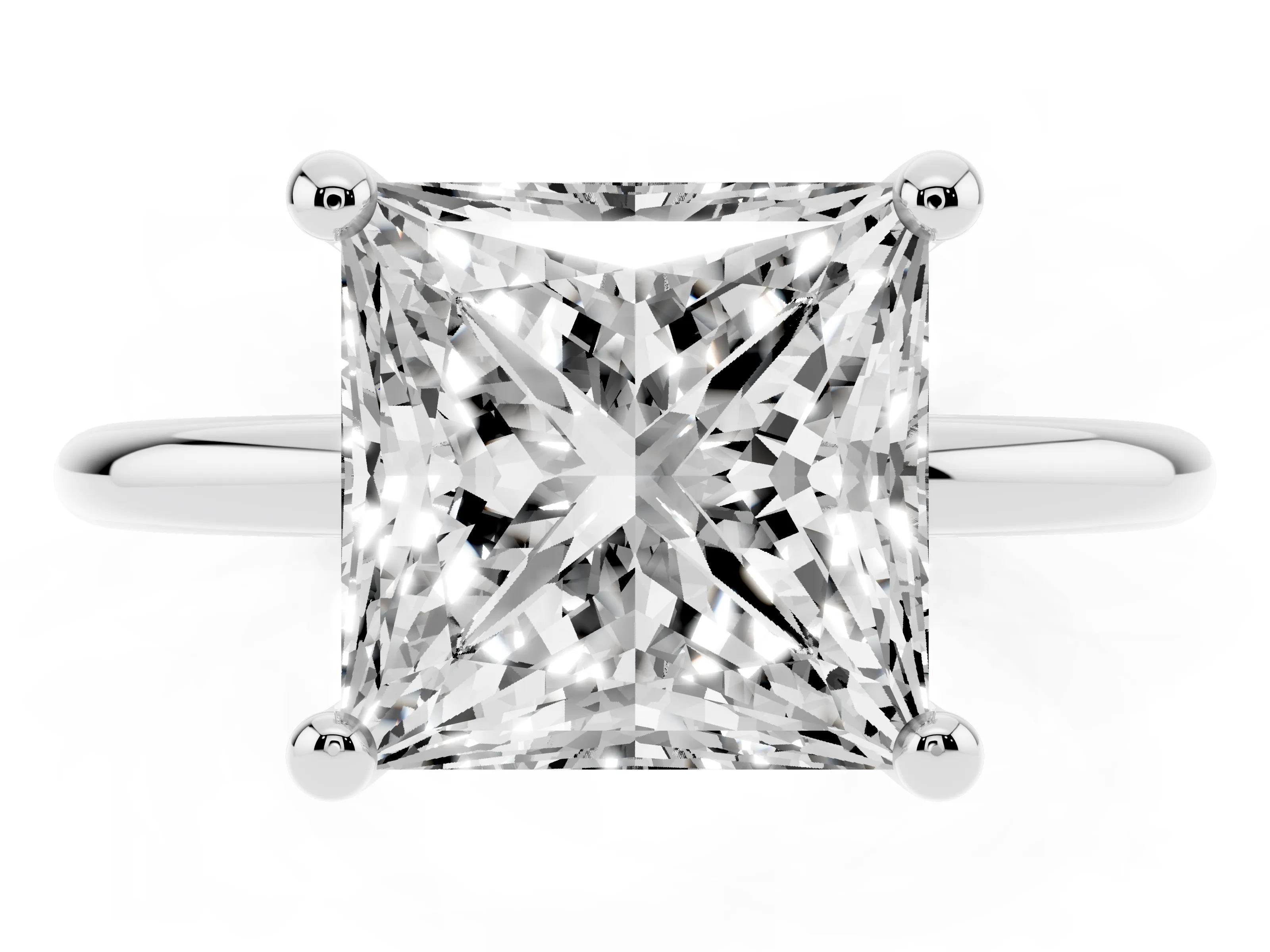 Princess Cut Diamond Solitaire Ring Set in White gold with Secure Prong Setting on a Classic Band