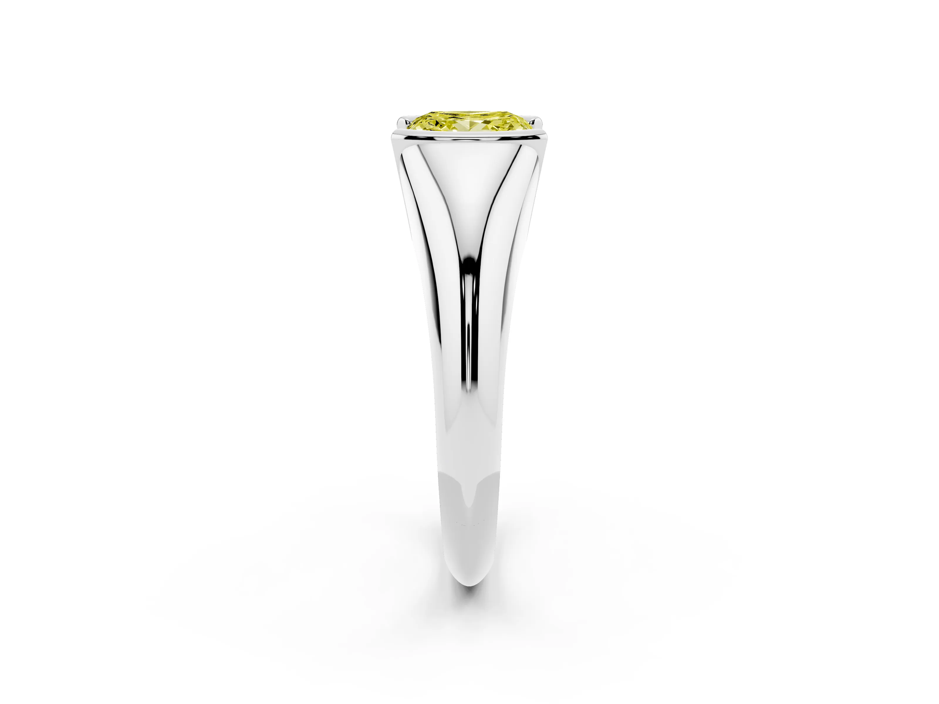 Fancy Yellow Princess Cut Diamond Solitaire Tension Set Ring Set in Silver