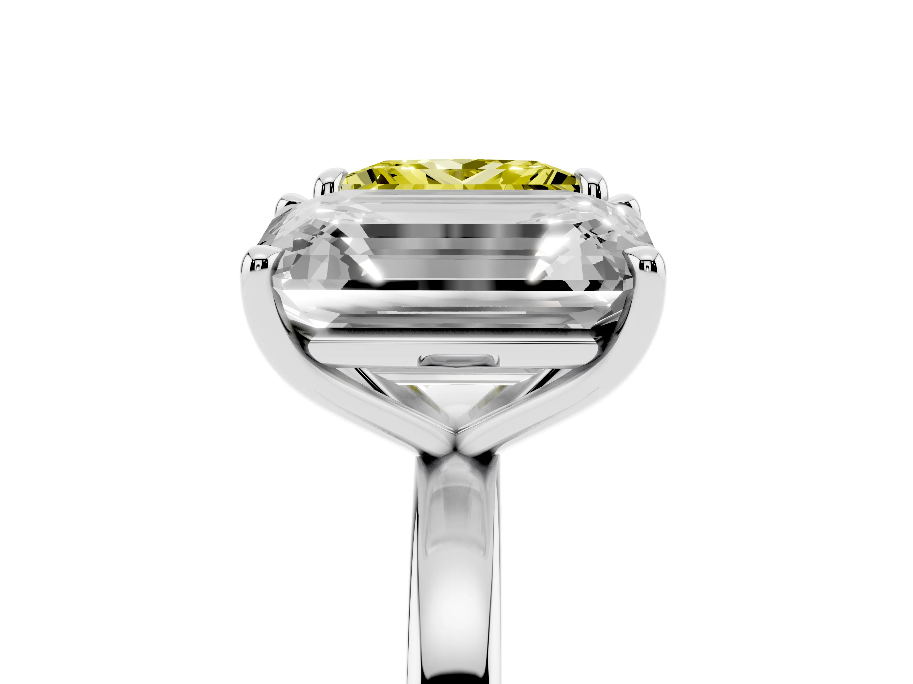 Fancy Yellow Princess Cut and Emerald Cut Toi Moi Ring Set in White gold with Prong Setting