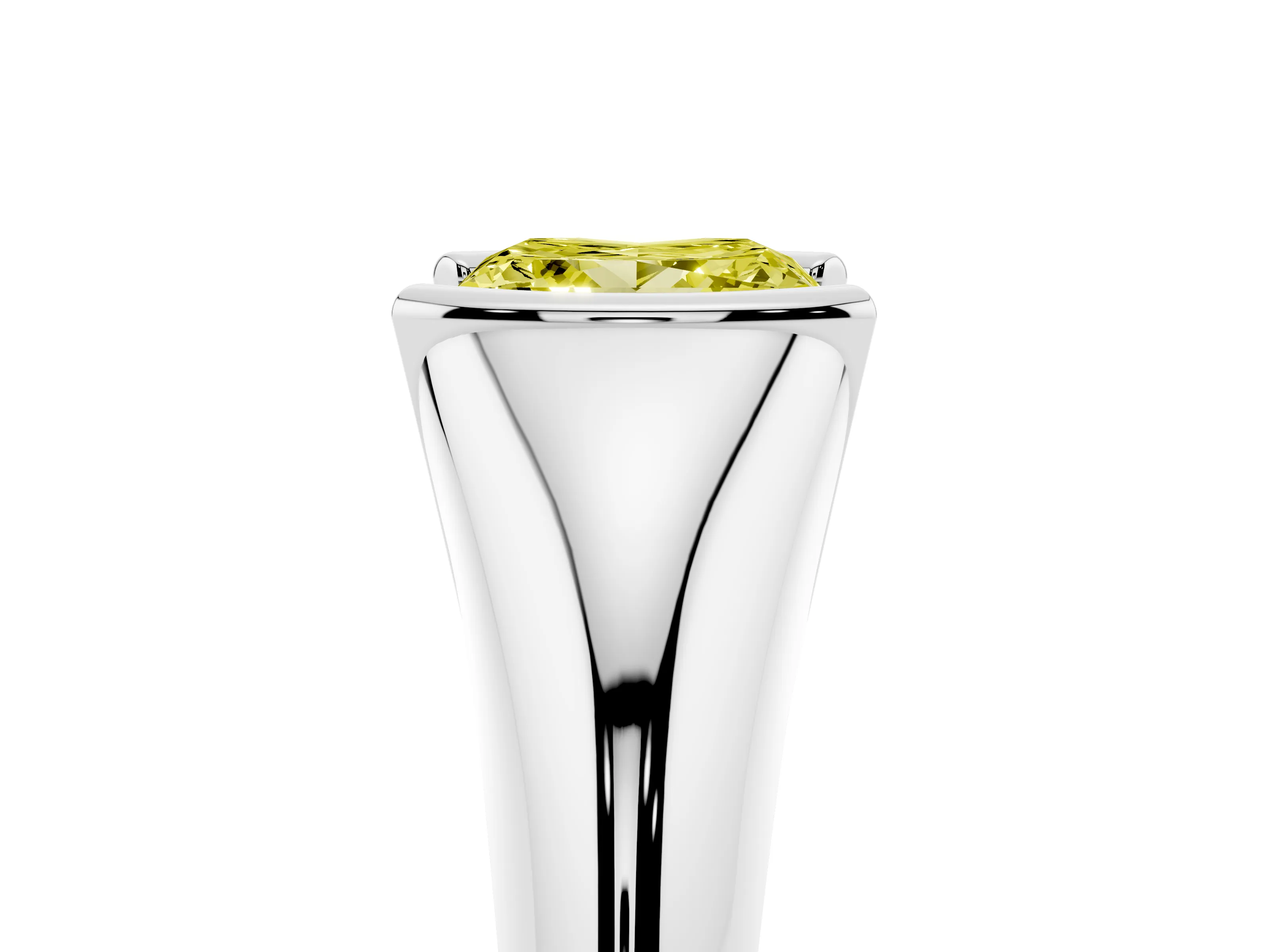 Fancy Yellow Princess Cut Diamond Solitaire Tension Set Ring Set in Silver