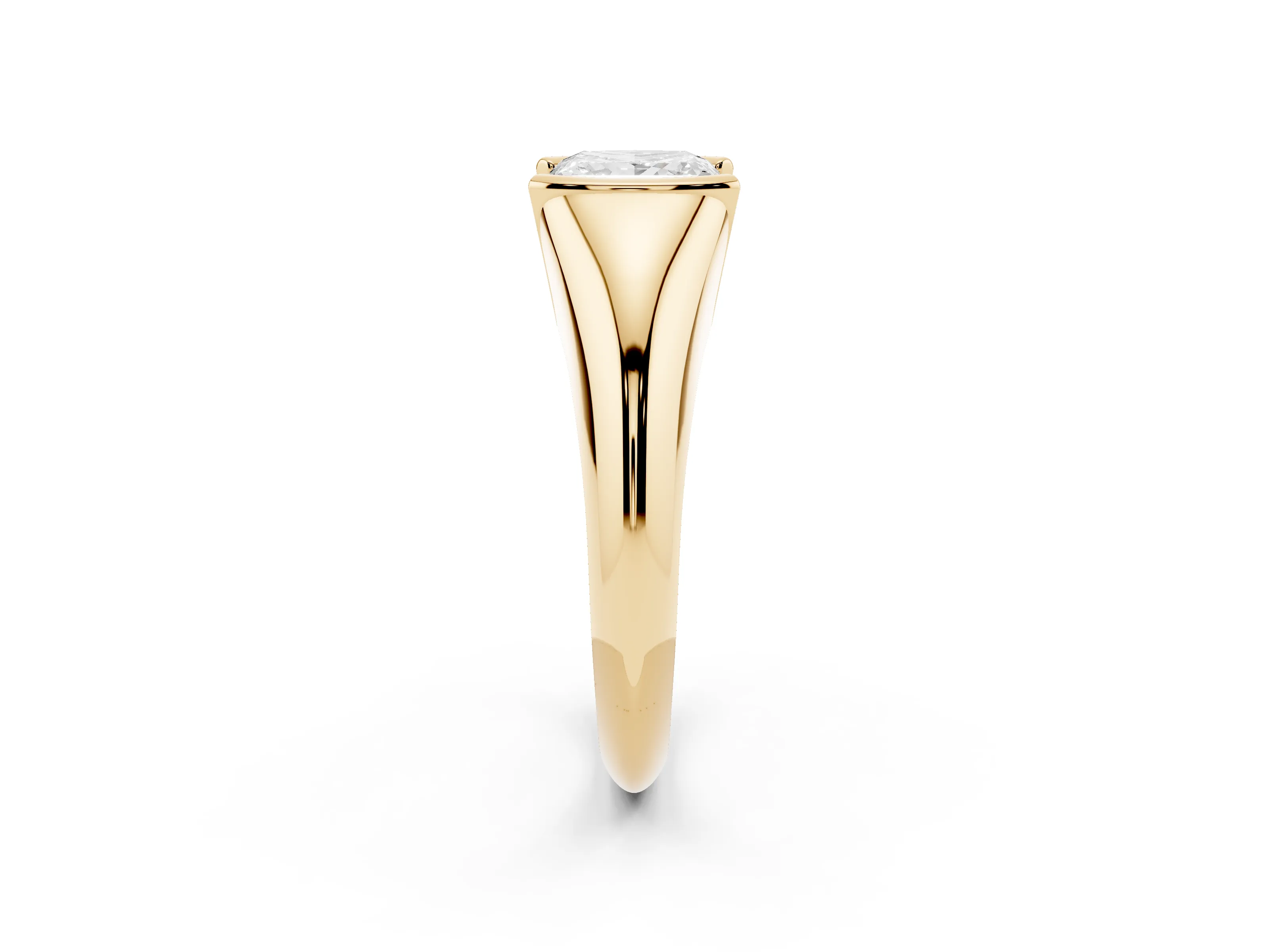 Princess Cut Diamond Solitaire Tension Set Ring Set in Yellow gold