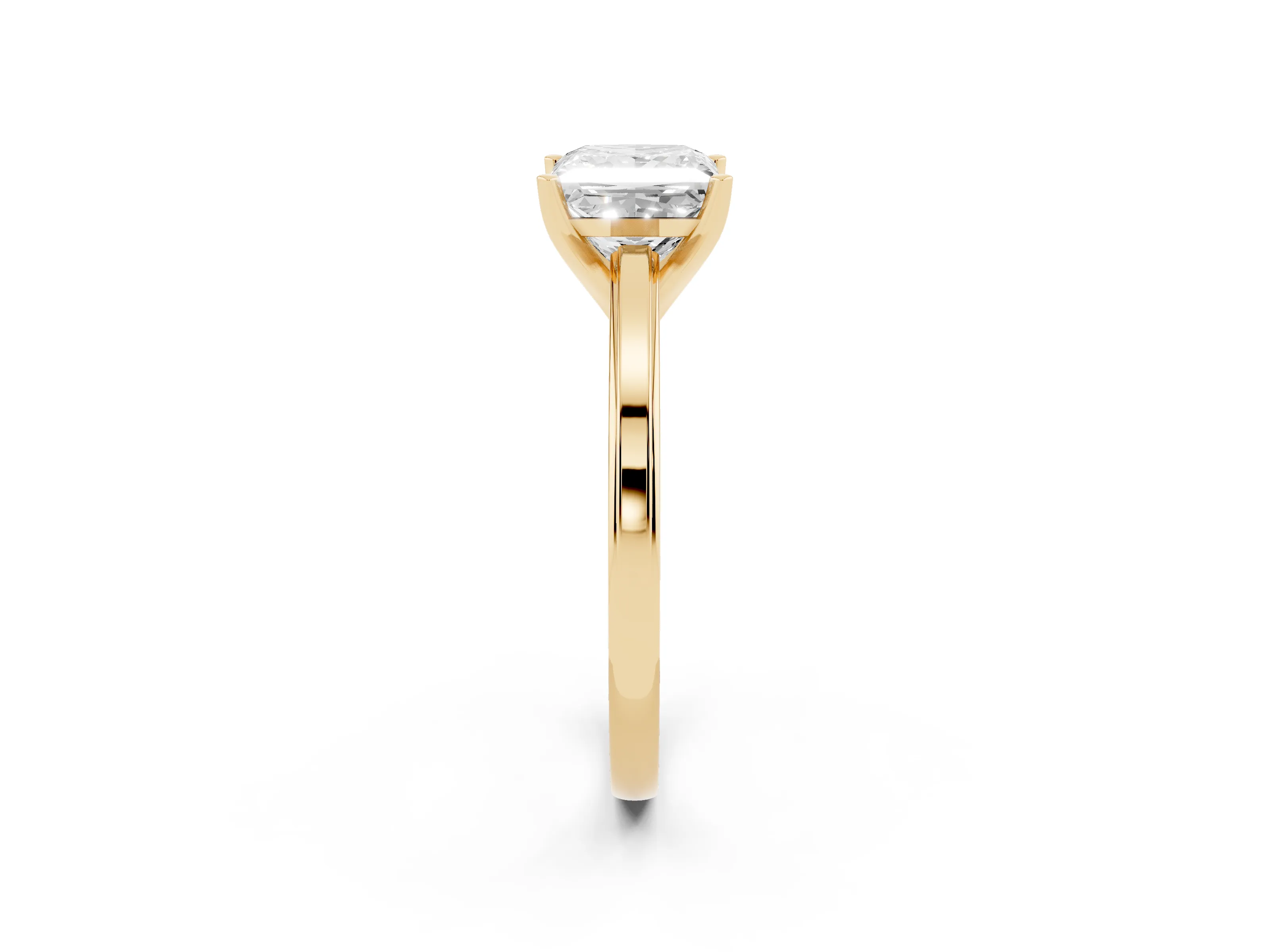 Princess Cut Diamond Solitaire Ring Set in Yellow gold with Prong Setting and Classic Band
