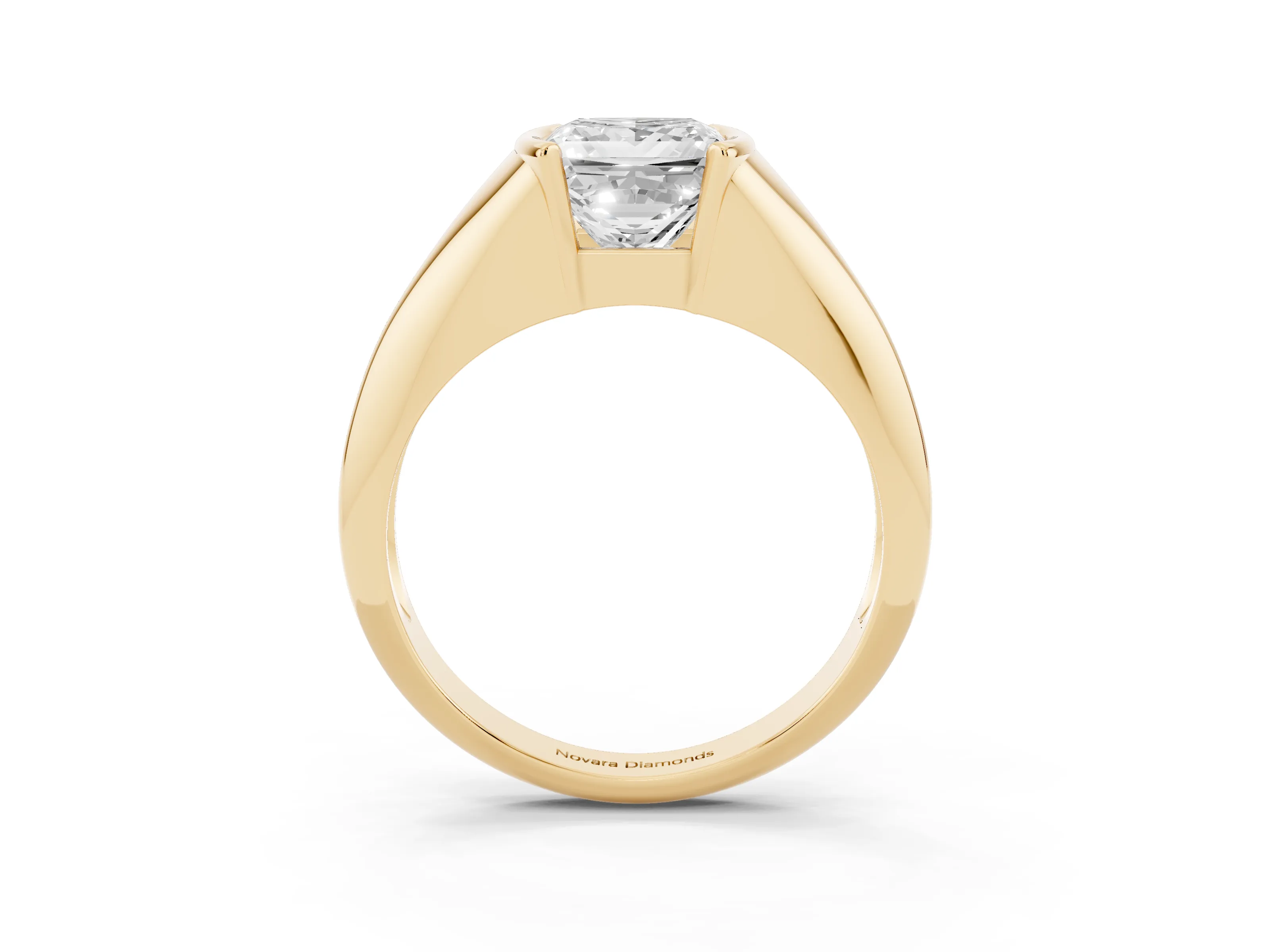 Princess Cut Diamond Solitaire Tension Set Ring Set in Yellow gold