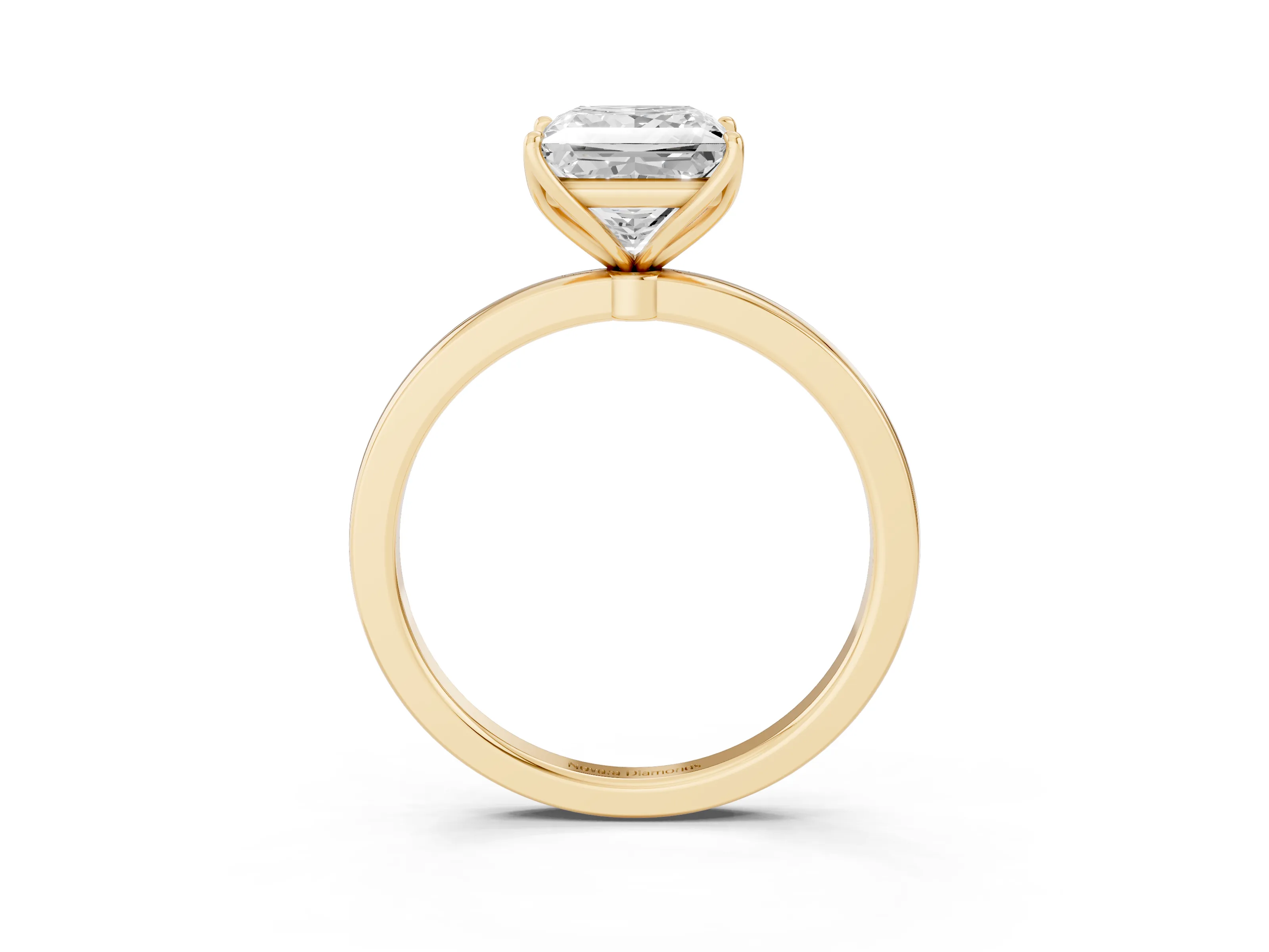 Princess Cut Diamond Solitaire Ring Set in Yellow gold with Prong Setting and Thin Polished Band