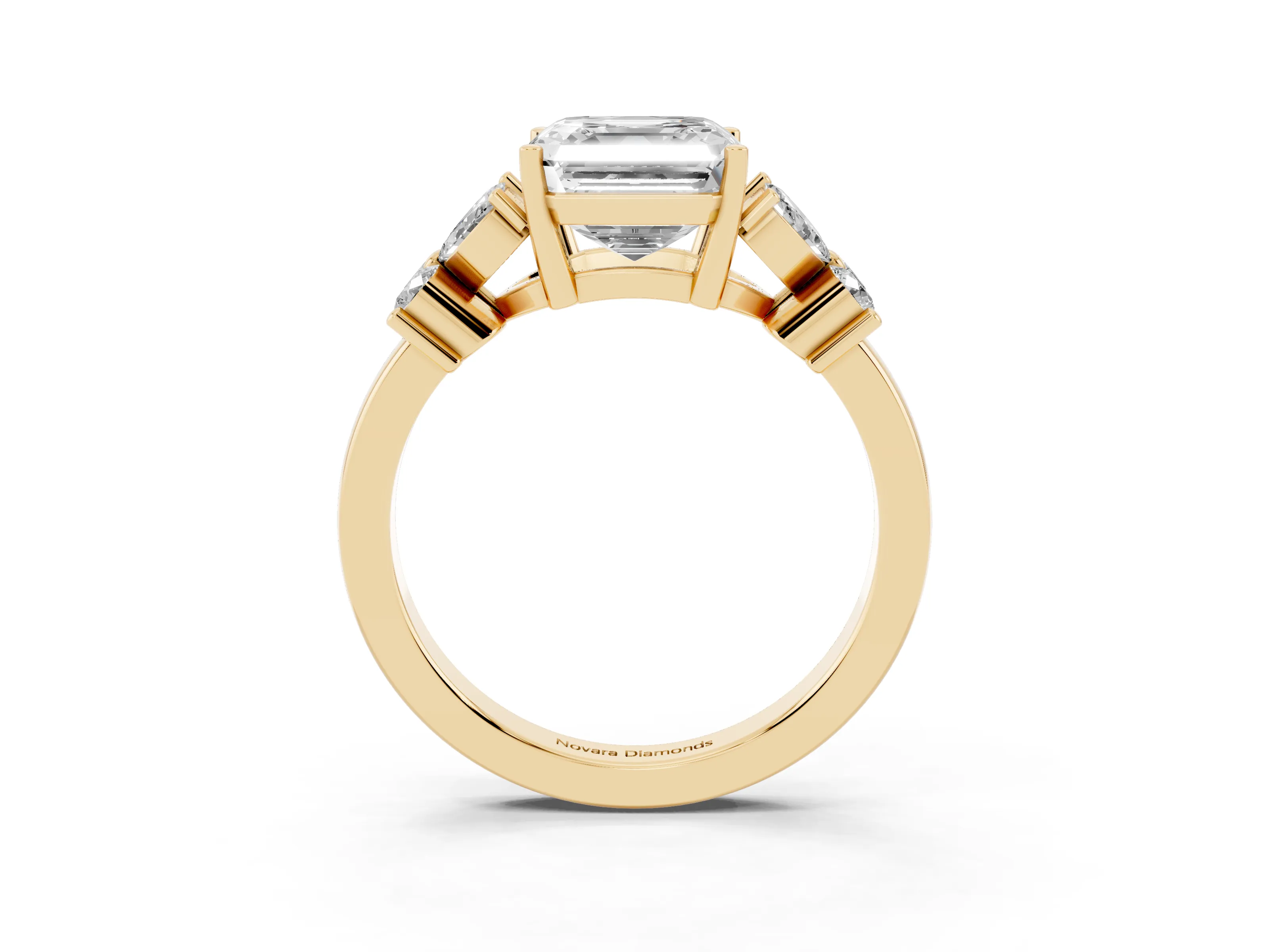 Princess Cut Diamond Floral Cluster Ring Set in Yellow gold with Marquise Petals and Prong Setting