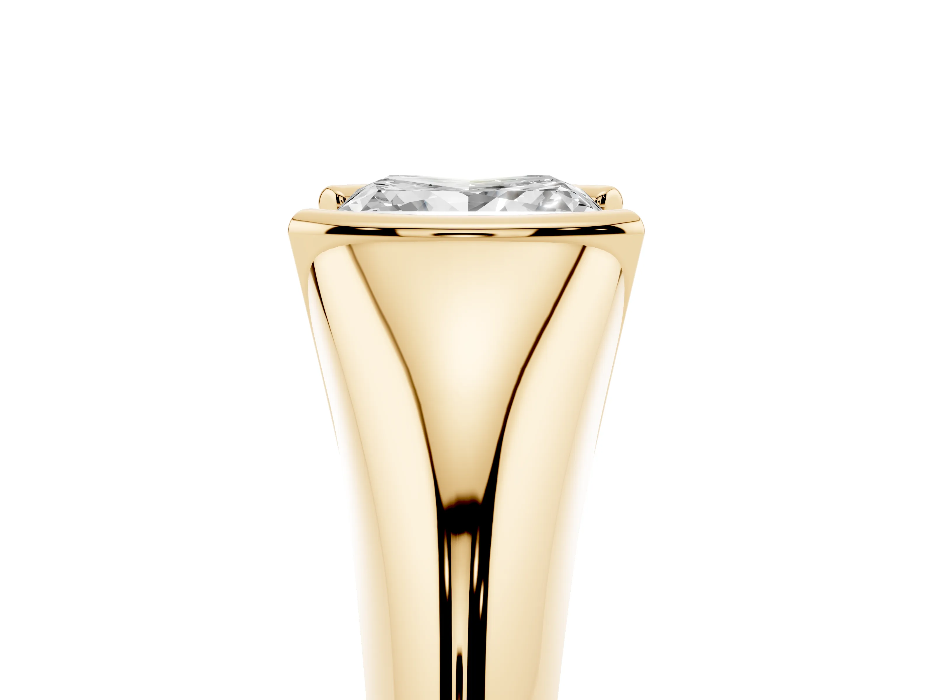 Princess Cut Diamond Solitaire Tension Set Ring Set in Yellow gold