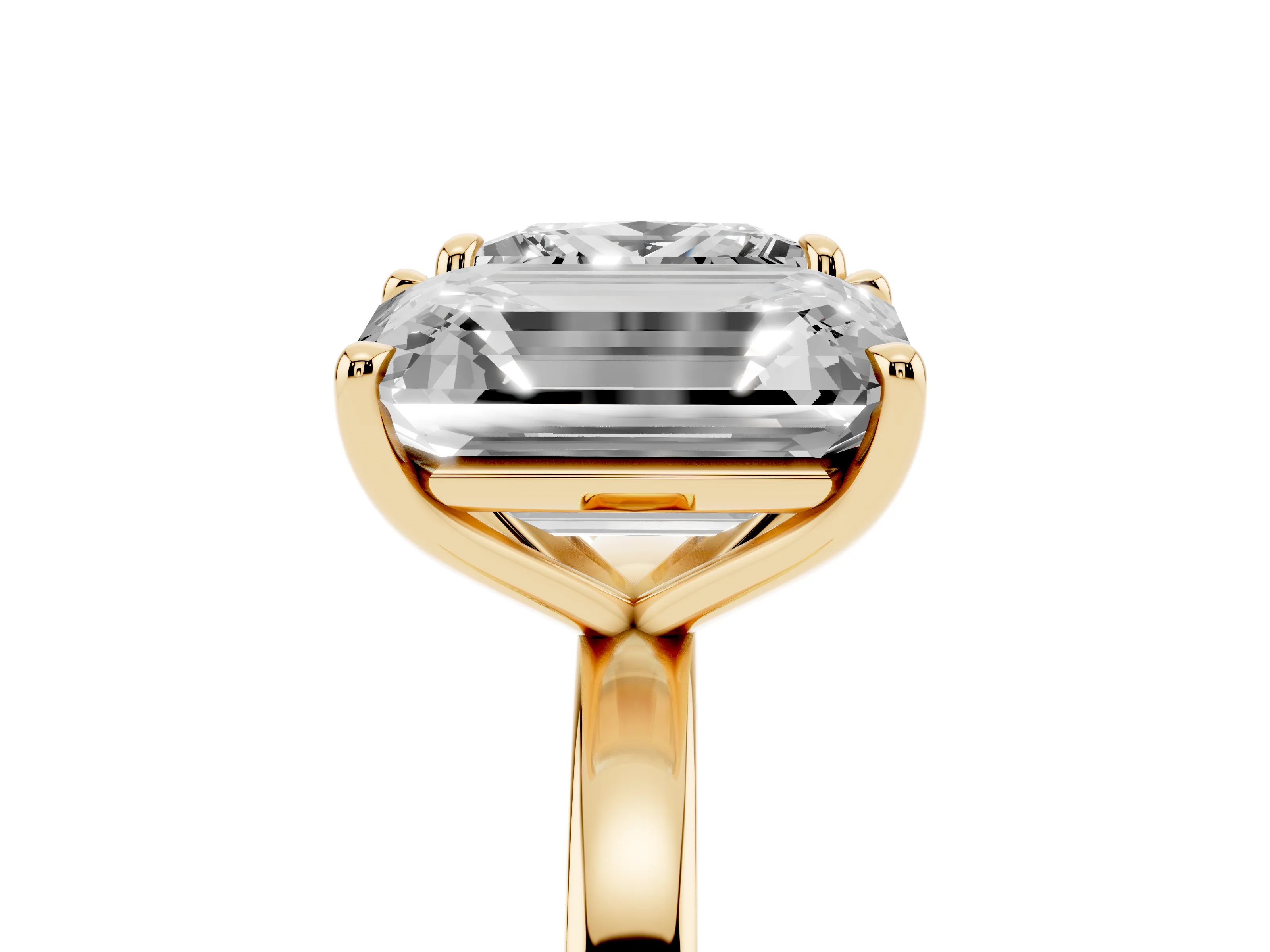 Princess Cut and Emerald Cut Toi Moi Ring Set in Yellow gold with Prong Setting
