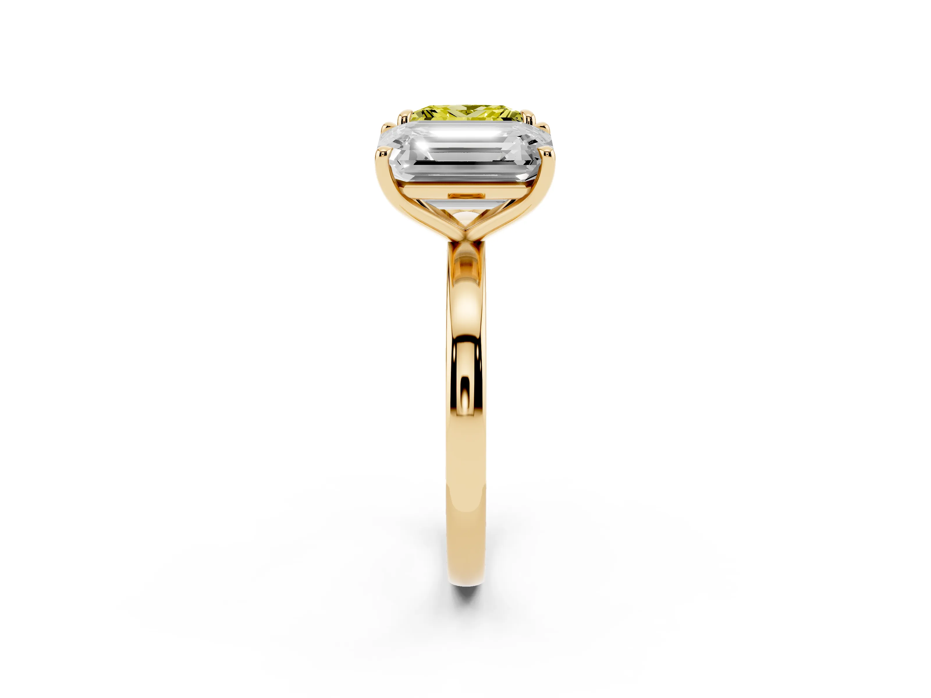 Fancy Yellow Princess Cut and Emerald Cut Toi Moi Ring Set in Yellow gold with Prong Setting
