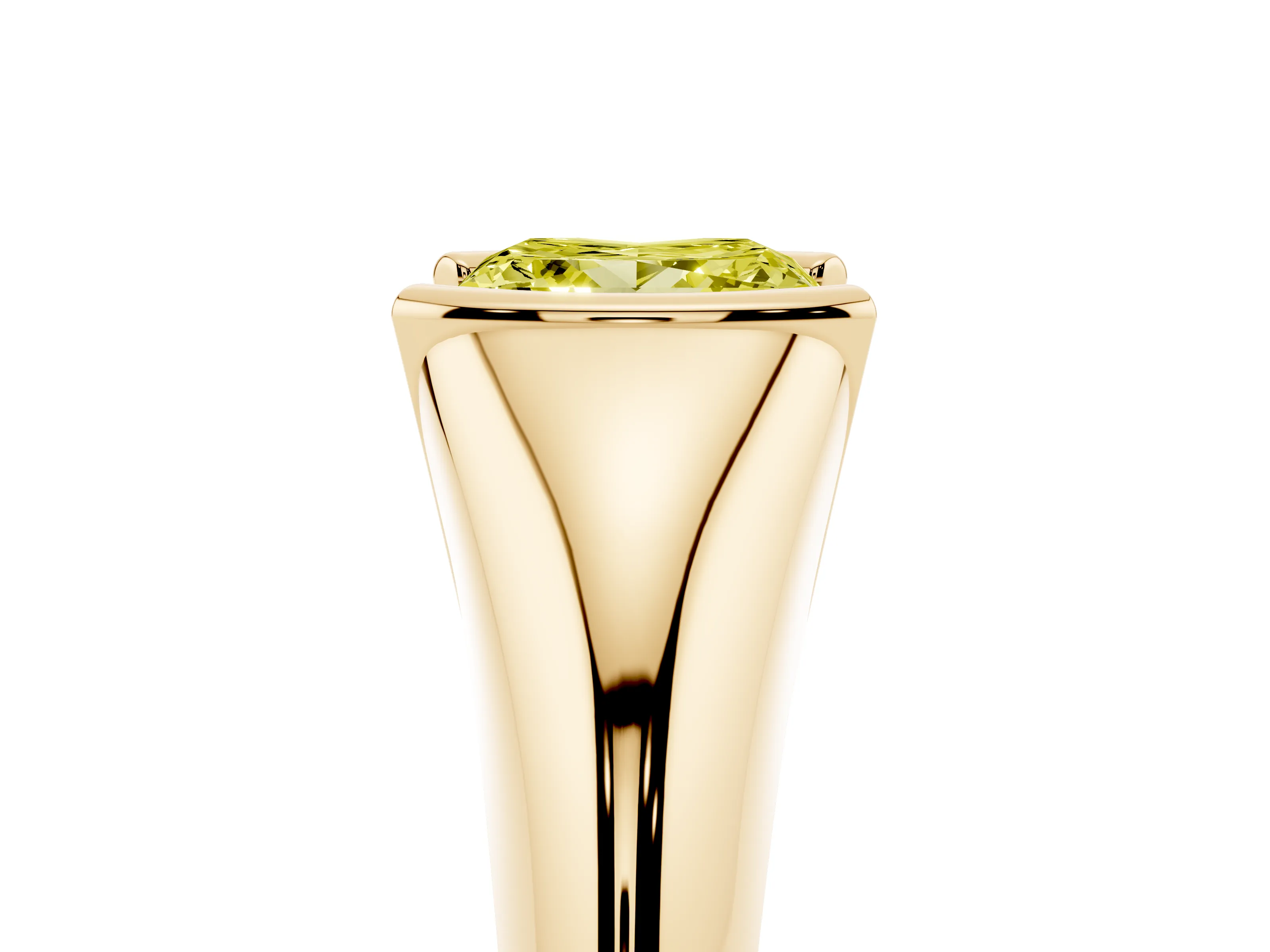 Fancy Yellow Princess Cut Diamond Solitaire Tension Set Ring Set in Yellow gold