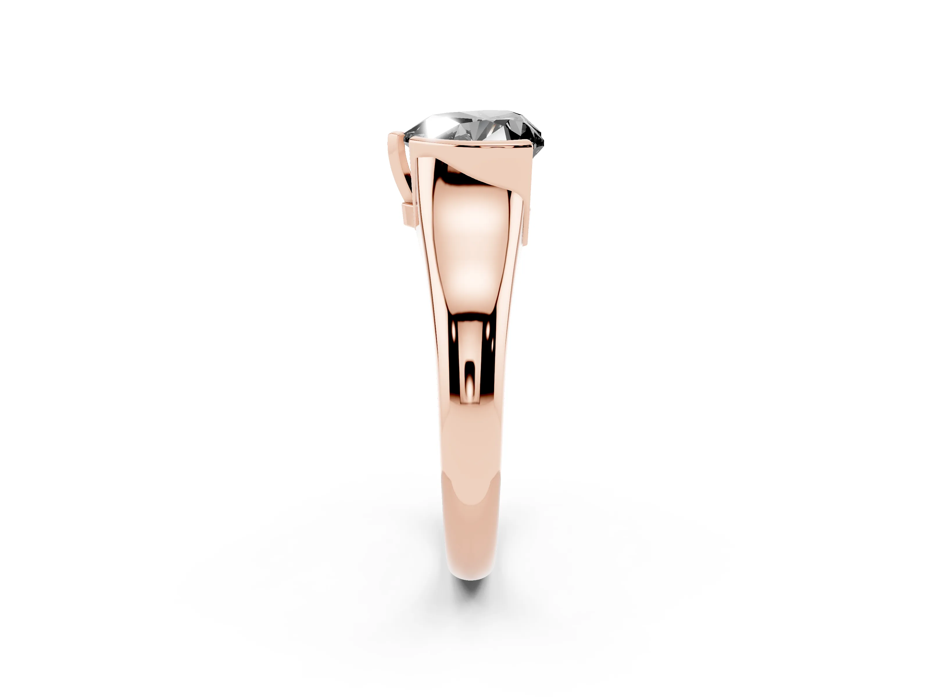 Fancy Black Heart Cut Diamond Solitaire Tension Set Ring Set in Rose gold with Split Shank Band
