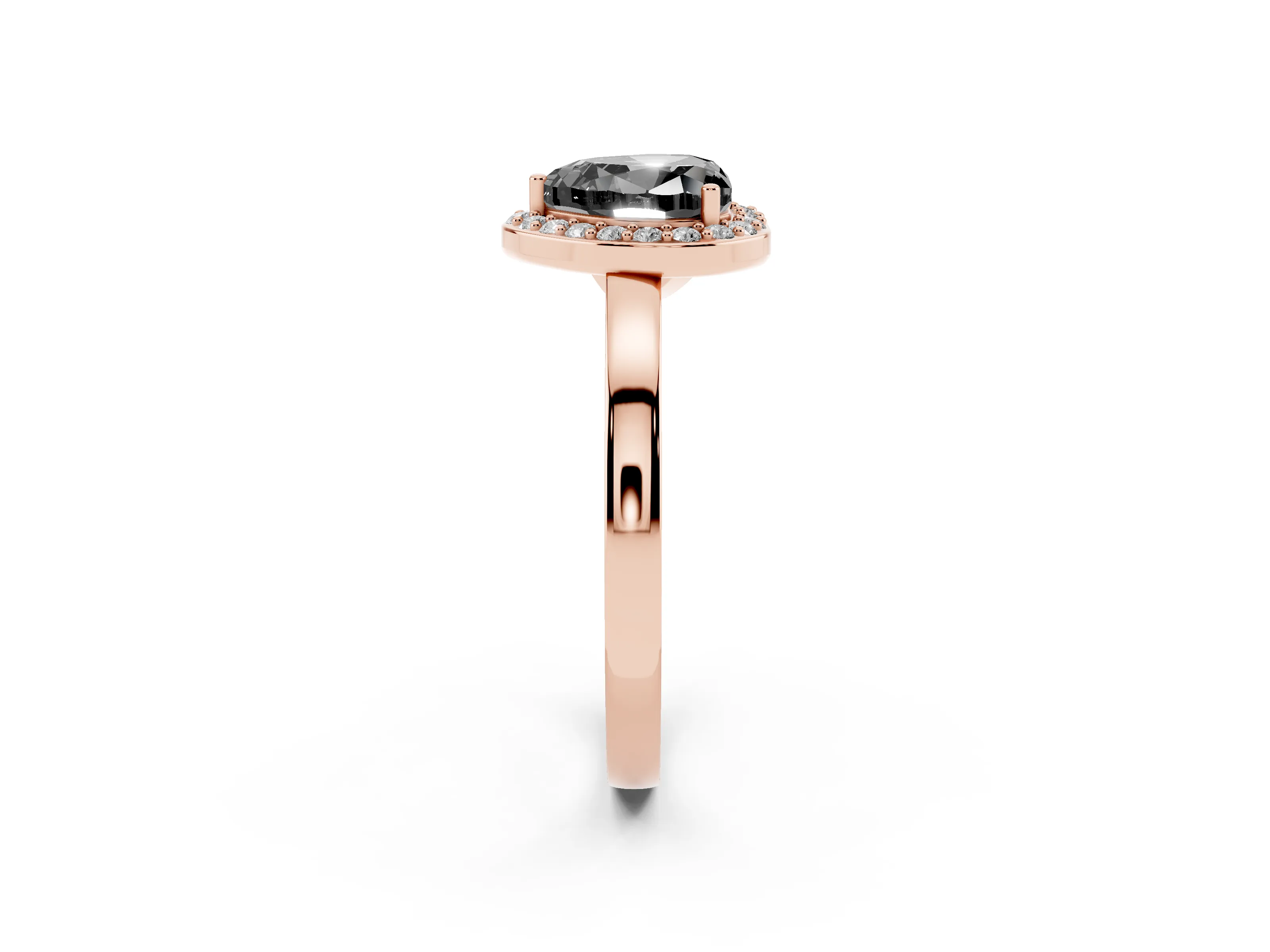 Fancy Black Heart Cut Diamond Halo Ring Set in Rose gold with Solitaire Band and Prong Setting